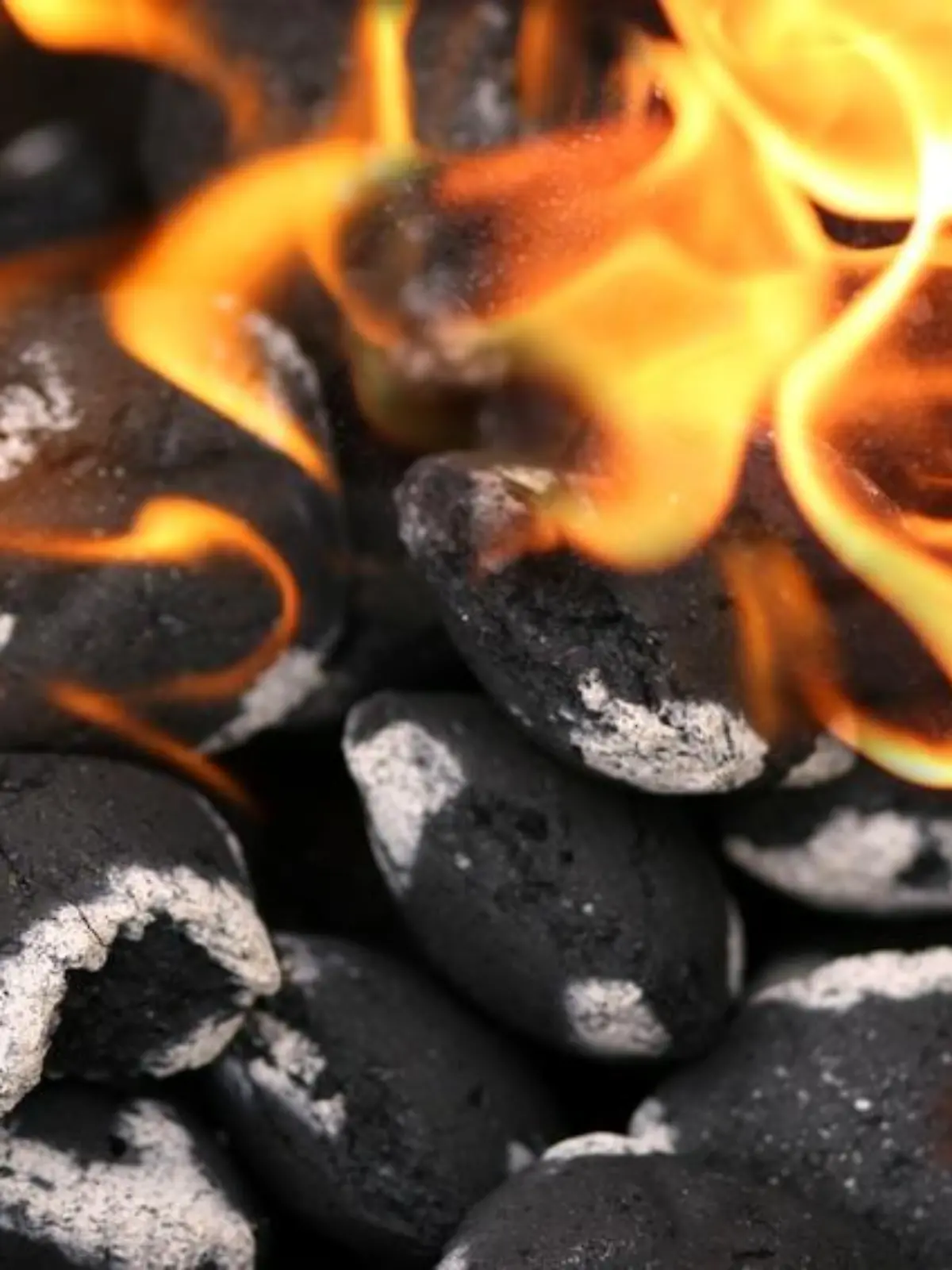 Charcoals engulfed in flames