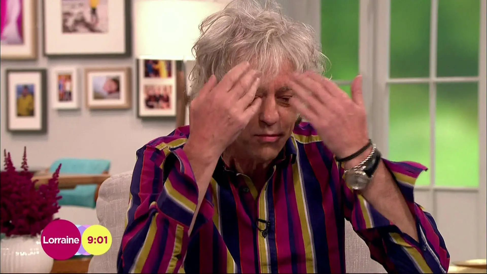 Bob Geldof talks to to Lorraine Kelly about life after the untimely death of his daughter Peaches and also about going on tour with his band The Boomtown Rats. Shown on Lorraine on ITV HD.Featuring: Bob GeldofWhen: 04 Jul 2014Credit: Supplied by WENN.com**This is a PR photo. WENN does not claim any ownership including but not limited to Copyright or License in the attached material. Fees charged by WENN are for WENN's services only, and do not, nor are they intended to, convey to the user any ownership of Copyright or License in the material. By publishing this material you expressly agree to indemnify and to hold WENN and its directors, shareholders and employees harmless from any loss, claims, damages, demands, expenses (including legal fees), or any causes of action or allegation against WENN arising out of or connected in any way with publication of the material**