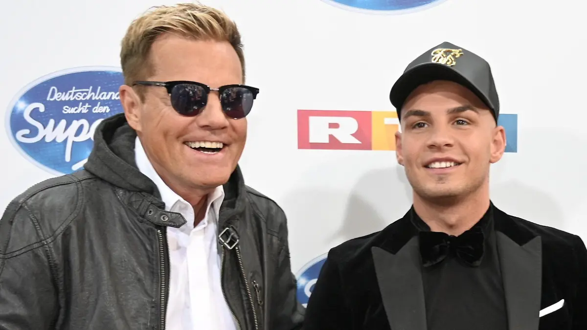 ARCHIV - 27.04.2019, Nordrhein-Westfalen, Köln: Die Juroren Dieter Bohlen (l) und Pietro Lombardi kommen zum Finale der RTL-Castingshow "Deutschland sucht den Superstar". Der frühere «Deutschland sucht den Superstar»-Gewinner Lombardi wird in der letzten Staffel der Castingshow noch einmal in der Jury sitzen. (zu dpa "Pietro Lombardi neben Dieter Bohlen in letzter DSDS-Jury") Foto: Henning Kaiser/dpa +++ dpa-Bildfunk +++