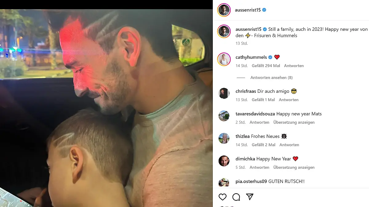Mats Hummels und Sohn Ludwig mit der gleichen Frisur