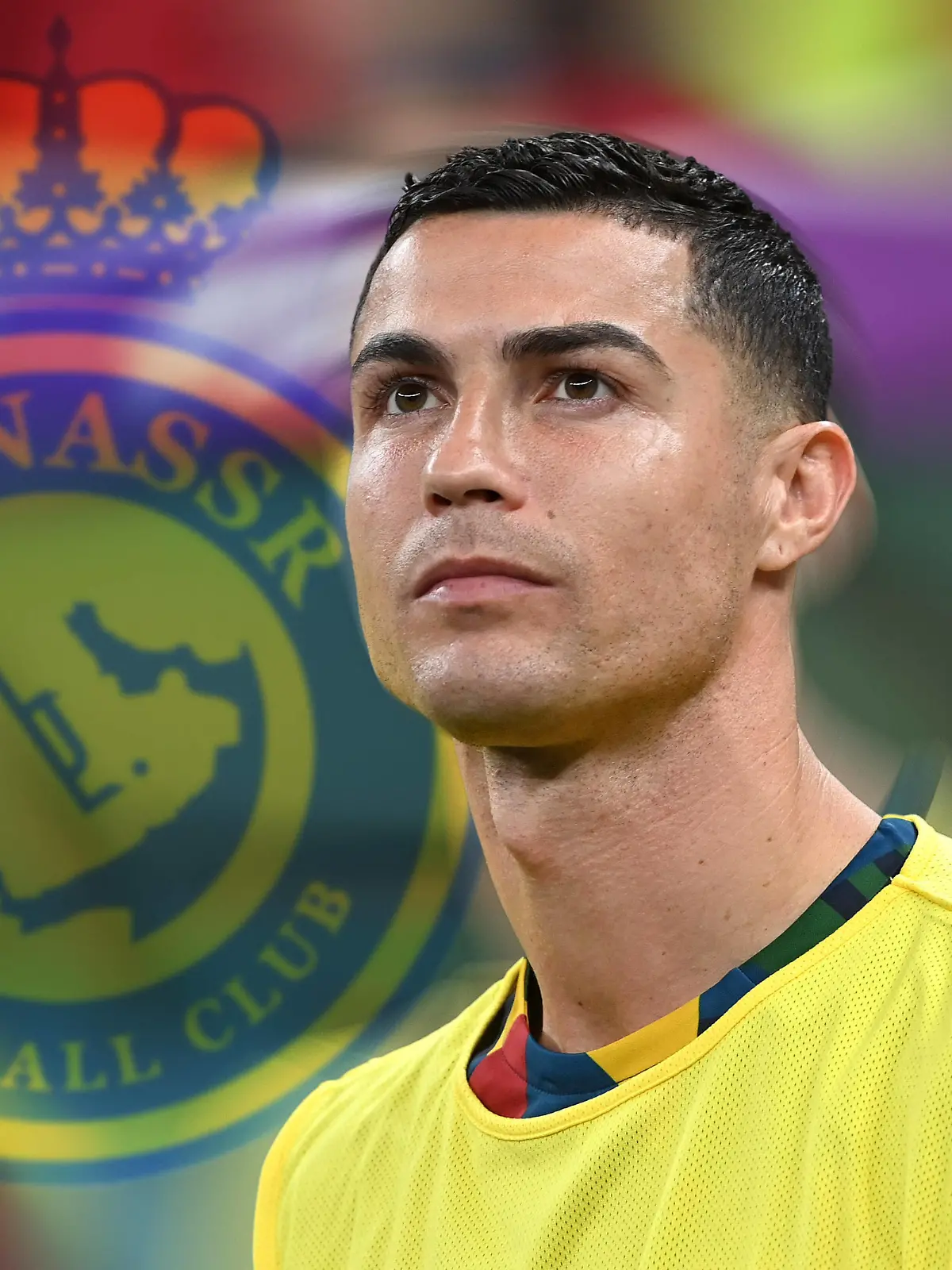 FOTOMONTAGE: Cristiano RONALDO vor Wechsel zu Al Nasssr nach Sausi Arabien. Cristiano RONALDO POR, Aktion,Einzelbild,angeschnittenes Einzelmotiv,Portraet,Portrait,Portr t, Reservebank,Ersatzbank,Ersatzspieler, Reservespieler,Bank,Ergaenzungsspieler. Achtelfinale,Round of Sixteen,Spiel 56, Portugal POR - Schweiz SUI 6-1 am 06.12.2022, Lusail Stadium Fussball Weltmeisterschaft 20122 in Katar vom 20.11. - 18.12.2022  *** PHOTOMONTAGE Cristiano RONALDO before transfer to Al Nasssr to Sausi Arabia Cristiano RONALDO POR , action,single image,cropped single image,portrait,portrait,reserve bench,substitute bench,substitute players,reserve players,bench,substitute players Round of Sixteen,match 56,Portugal POR Switzerland SUI 6 1 on 06 12 2022, Lusail Stadium Football World Cup 20122 in Qatar from 20 11 18 12 2022  