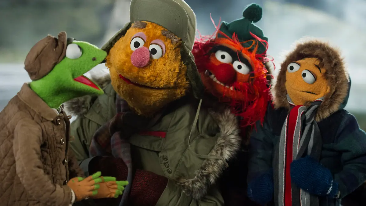 "MUPPETS MOST WANTED" (L-R) KERMIT THE FROG, FOZZIE BEAR, ANIMAL and WALTER. Photo by: Jay Maidment. ©2014 Disney Enterprises, Inc. All Rights Reserved.