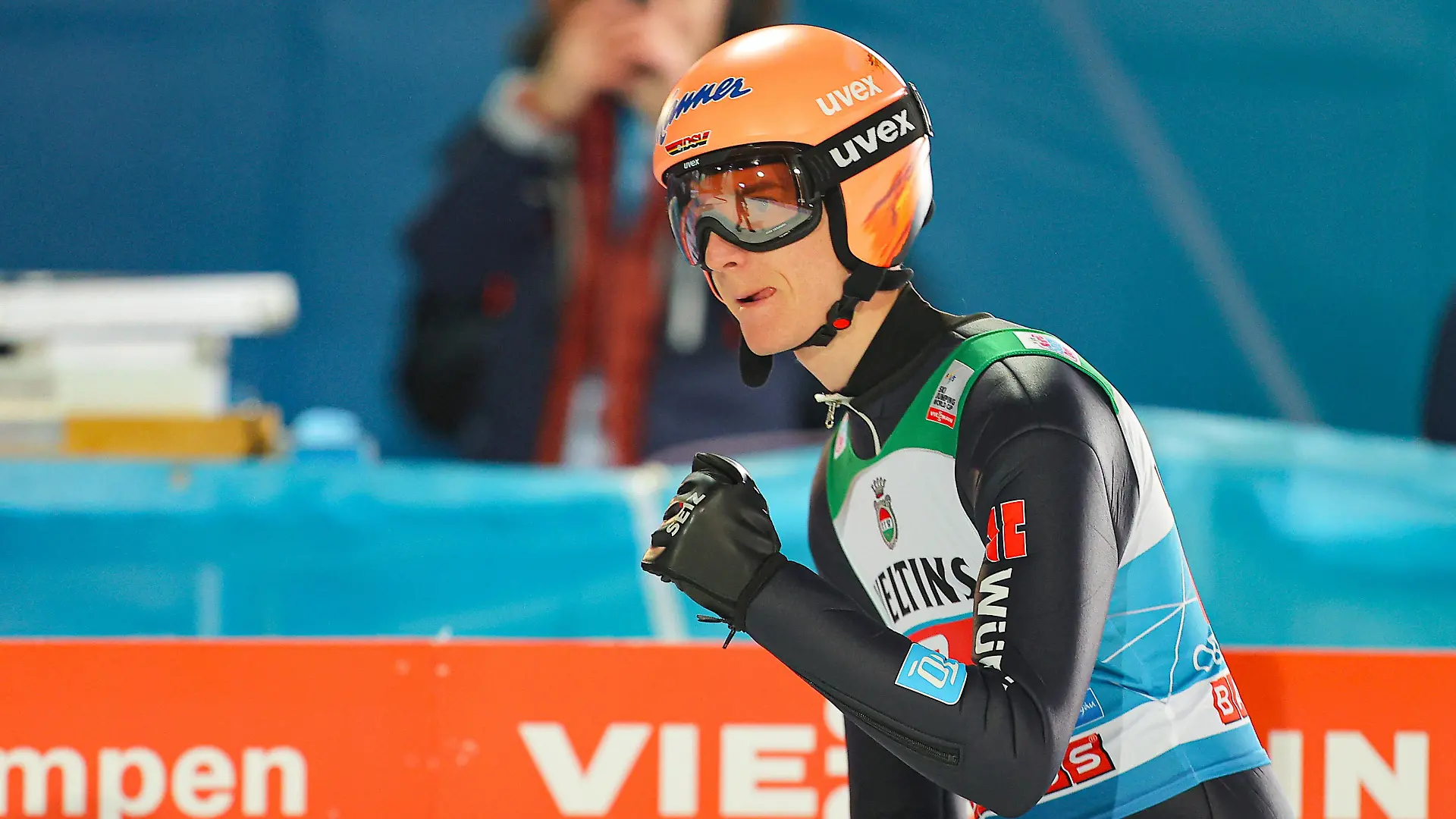 Ski jumping, Skispringen, Ski, nordisch - FIS WC Oberstdorf OBERSTDORF,GERMANY,29.DEC.22 - NORDIC SKIING, SKI JUMPING - FIS World Cup, Four Hills Tournament, large hill. Image shows the rejoicing of Karl Geiger GER. PUBLICATIONxNOTxINxAUTxSUIxSWE GEPAxpictures/xThomasxBachun
