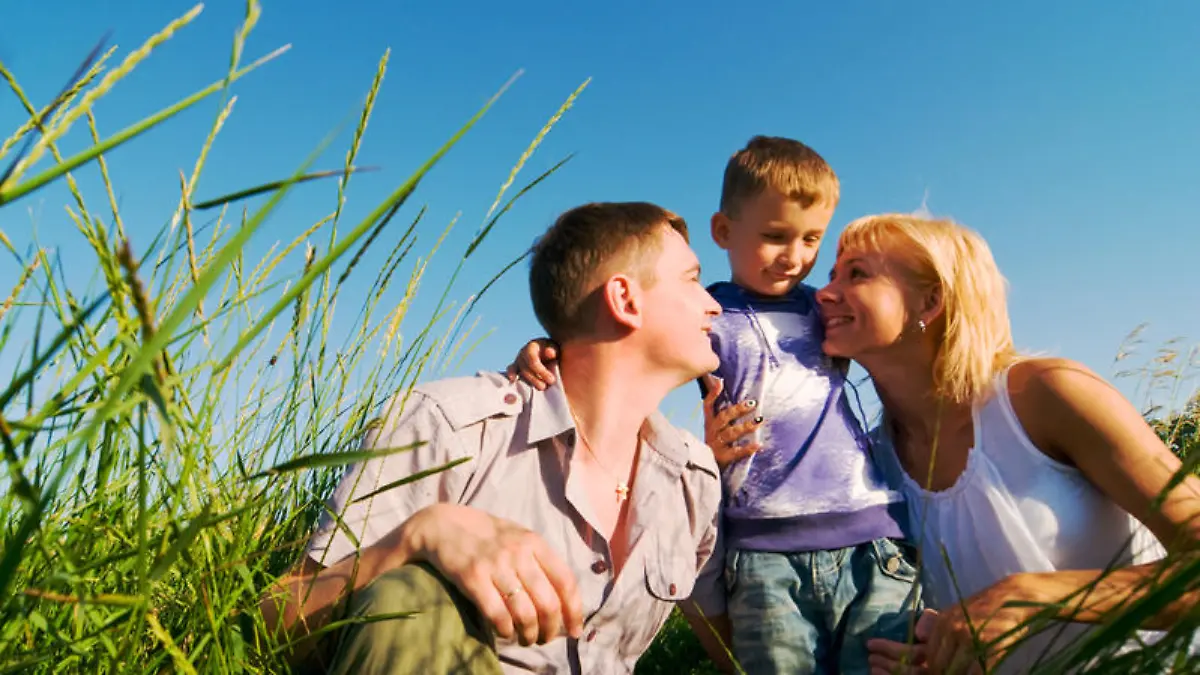 happy family having fun outdoors