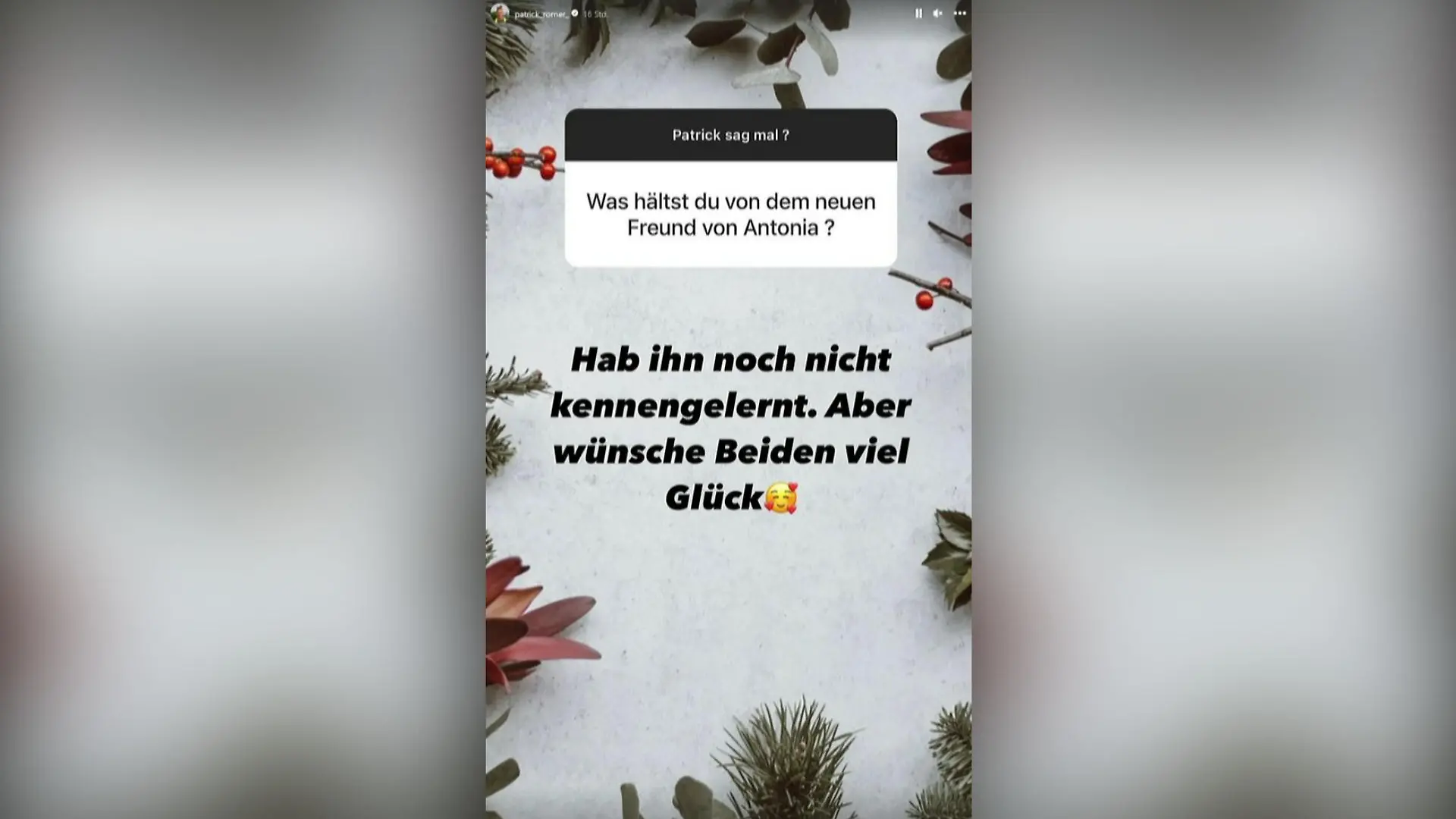 Patrick Romer steht in seiner Instagram-Fragerunde Rede und Antwort.