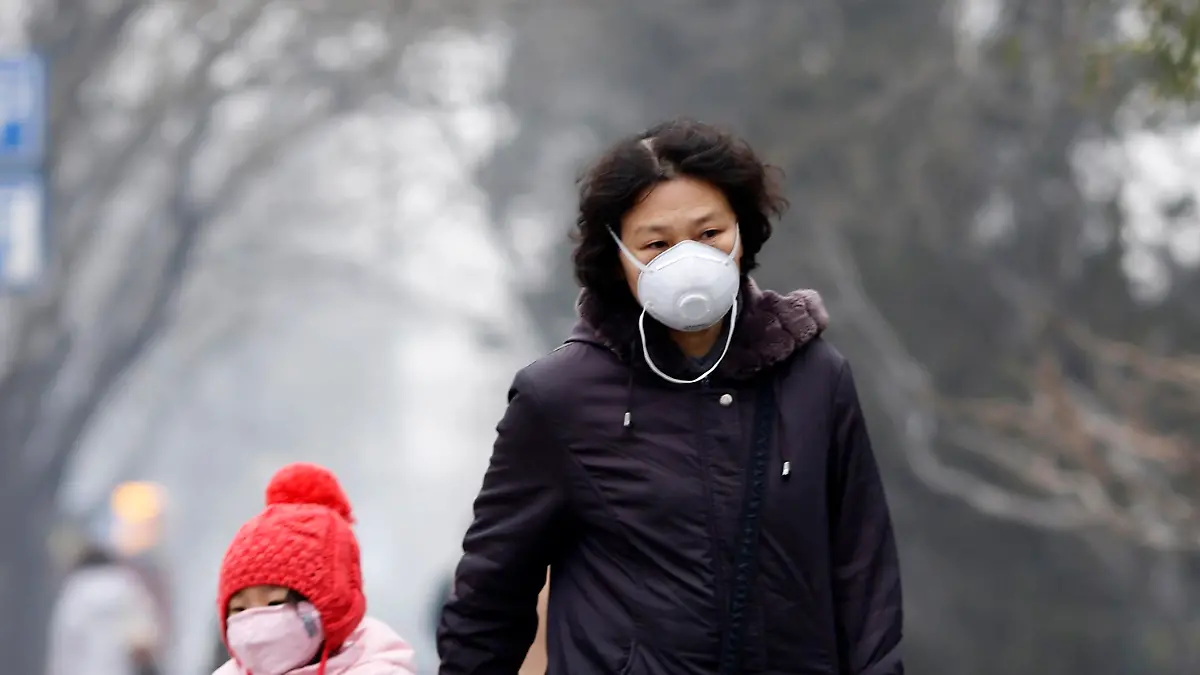 A woman and a girl wearing masks make their way amid the heavy haze in Beijing February 23, 2014. China has sent teams of investigators to parts of the country worst hit by air pollution as part of efforts to stop the heavy smog engulfing about 15 percent of the country, including Beijing.
REUTERS/Kim Kyung-Hoon (CHINA - Tags: ENVIRONMENT SOCIETY)