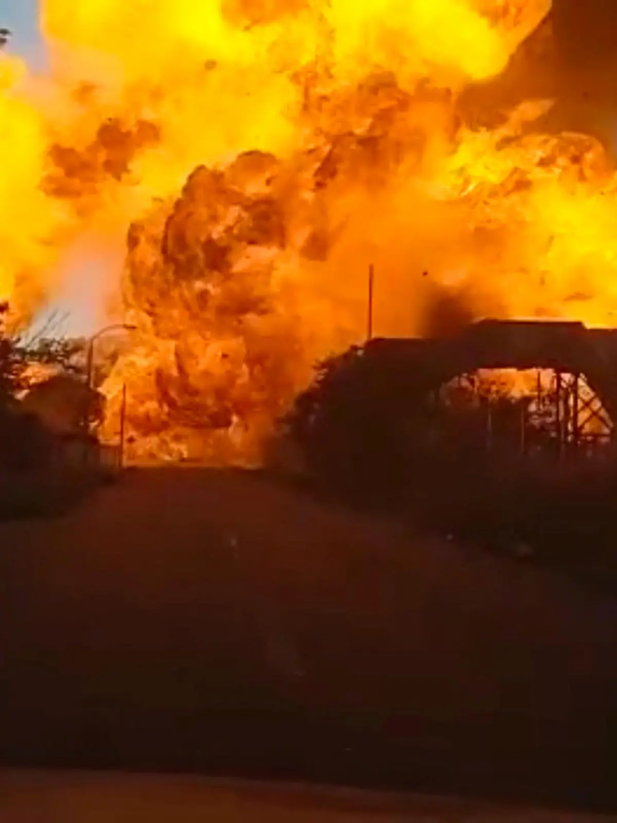 A gas tanker explodes, in Boksburg, South Africa December 24, 2022, in this screen grab from a video obtained by Reuters. AAA Security Group/via REUTERS  THIS IMAGE HAS BEEN SUPPLIED BY A THIRD PARTY. MANDATORY CREDIT. NO RESALES. NO ARCHIVES.