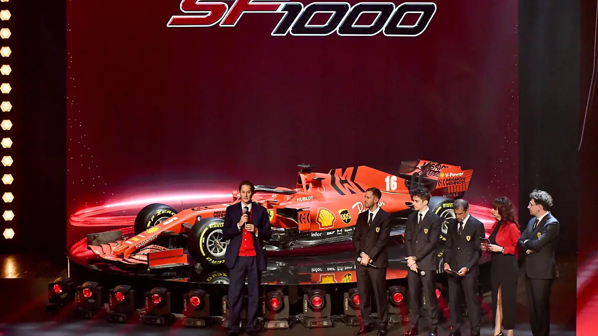 Ferrari Chairman John Elkann speaks during the presentation of the new Formula One race car SF1000 at the Romolo Valli Municipal Theatre in Reggio Emilia, Italy, February 11, 2020. Ferrari Press Office/Handout via REUTERS ATTENTION EDITORS - THIS IMAGE HAS BEEN SUPPLIED BY A THIRD PARTY. NO RESALES. NO ARCHIVES