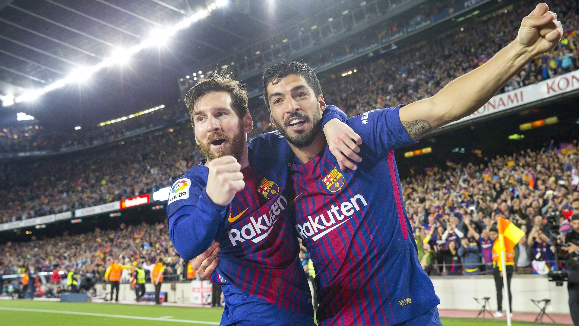  Bilder des Tages - SPORT  SPAIN - 6th of May: FC Barcelona Barca forward Lionel Messi 10 celebrates scoring the goal with FC Barcelona forward Luis Suarez 9 during the match between FC Barcelona against Real Madrid for the round 36 of the Liga Santander, played at Camp Nou Stadium on 6th May 2018 in Barcelona, Spain. Credit: Mikel Trigueros /Urbanandsport / Cordon Press Cordon Press PUBLICATIONxINxGERxSUIxAUTxHUNxONLY xMikelxTriguerosx/xUrbanandsportx/xCordonxPressx xSPAINx-xFCxBarcelonaxagainstxRealxMadridx-xLigaxSantanderx-x2017/18x-xRoundx36x