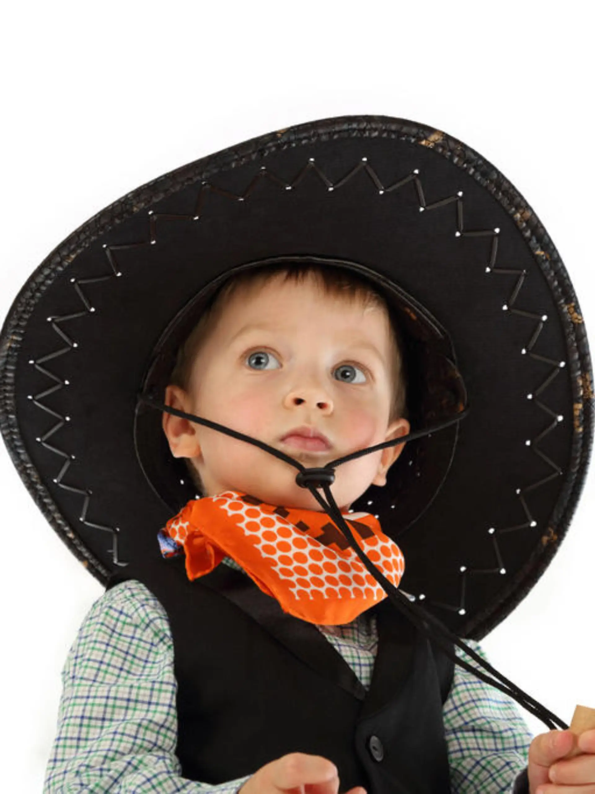Cowboy child on white background
