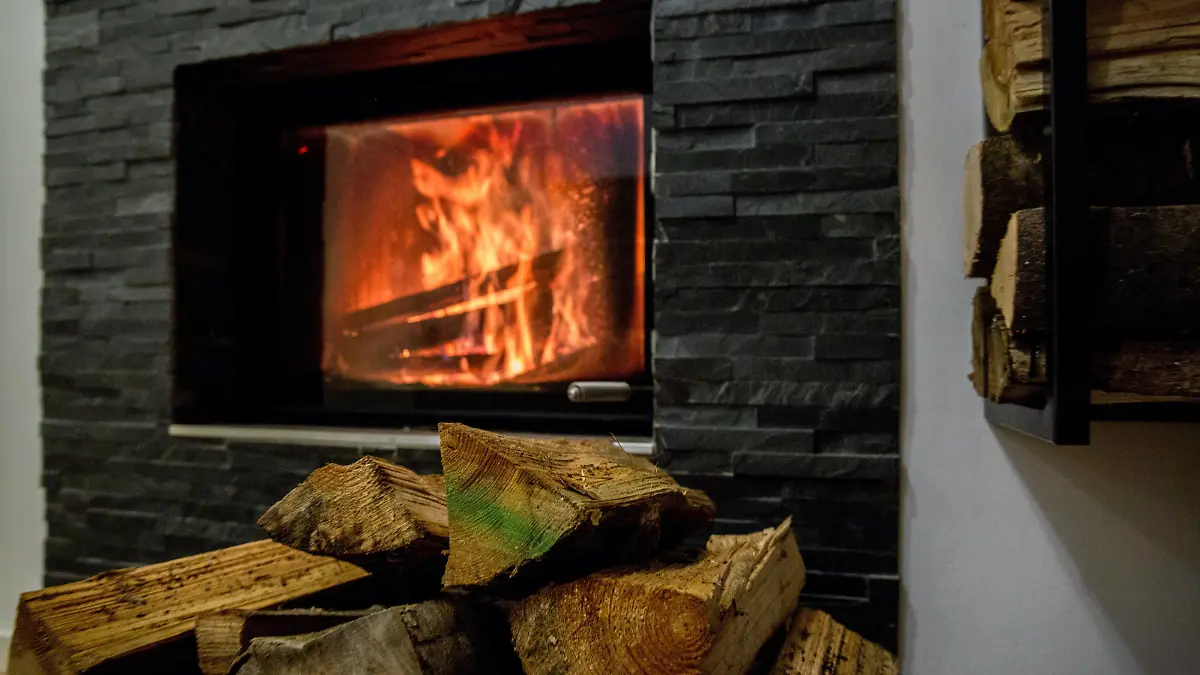 Bamberg, Deutschland 06. Dezember 2022: Themenbilder - Symbolbilder - Energiekosten - 2022 In einem Wohnhaus brennt der Holzofen, dieser mit Holz geschürt ist zum heizen.