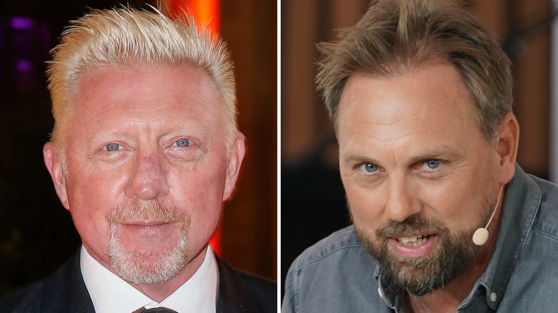 ARCHIV - 26.10.2019, ---: KOMBO - Der 
ehemalige Tennis-Star Boris Becker (l, Archivfoto vom 26.10.2019) und Moderator Steven Gätjen (Archivfoto vom 16.06.2021). Der TV-Sender Sat.1 will am 20.12.2022 ein Interview mit Becker nach seiner Entlassung aus britischer Haft zeigen. Foto: Gerald Matzka/Jörg Carstensen/dpa +++ dpa-Bildfunk +++