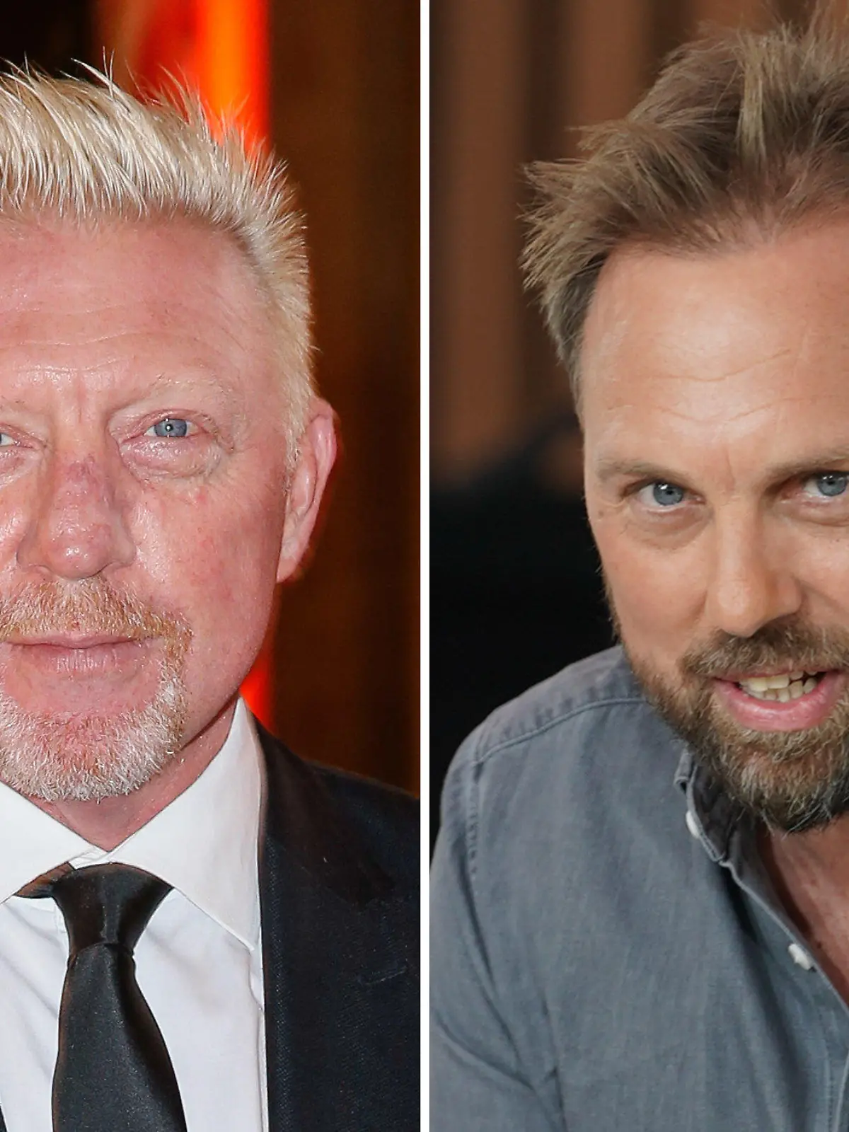 ARCHIV - 26.10.2019, ---: KOMBO - Der 
ehemalige Tennis-Star Boris Becker (l, Archivfoto vom 26.10.2019) und Moderator Steven Gätjen (Archivfoto vom 16.06.2021). Der TV-Sender Sat.1 will am 20.12.2022 ein Interview mit Becker nach seiner Entlassung aus britischer Haft zeigen. Foto: Gerald Matzka/Jörg Carstensen/dpa +++ dpa-Bildfunk +++