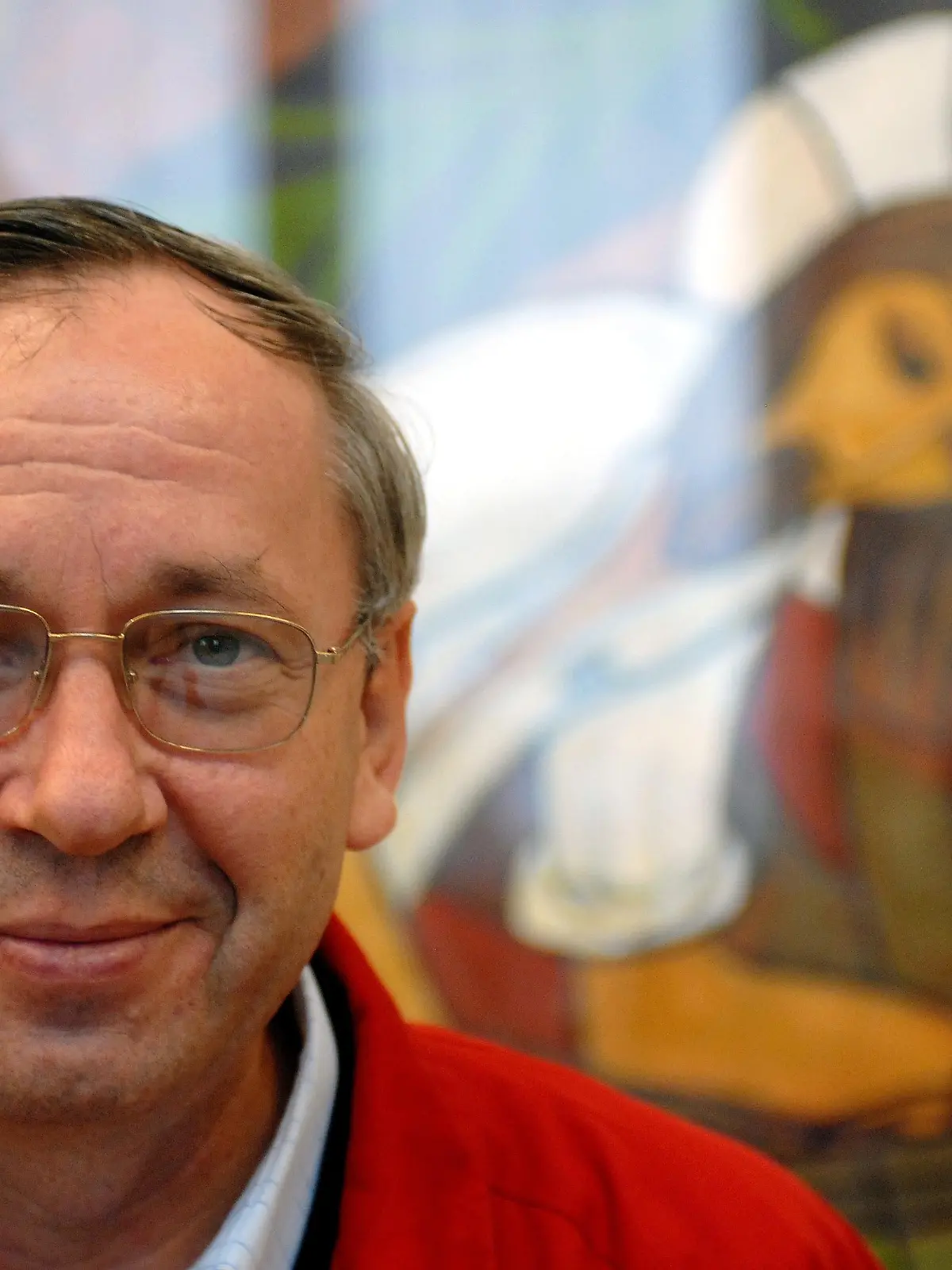 ITALY - NOVEMBER 16:  Father Marko Ivan Rupnik drew the figures in his work on life-size replicas.Realisation of a 160 square metres mosaic fresco for the facade of Lourdes Basilica. A masterpiece made by twenty craftsmen from the "Aletti" workshop in Rome, managed by Father Rupnik, which will be inaugurated on 8 December to celebrate the 150th anniversary of the apparitions of the Virgin. The five huge mosaics, the wish of Pope Jean-Paul II, represent.The Luminous Mysteries in Rome,Italy on November 16, 2007.  (Photo by Eric VANDEVILLE/Gamma-Rapho via Getty Images)
