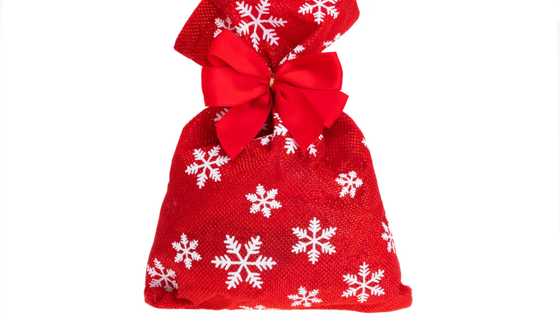 christmas bag with gifts isolated on white background