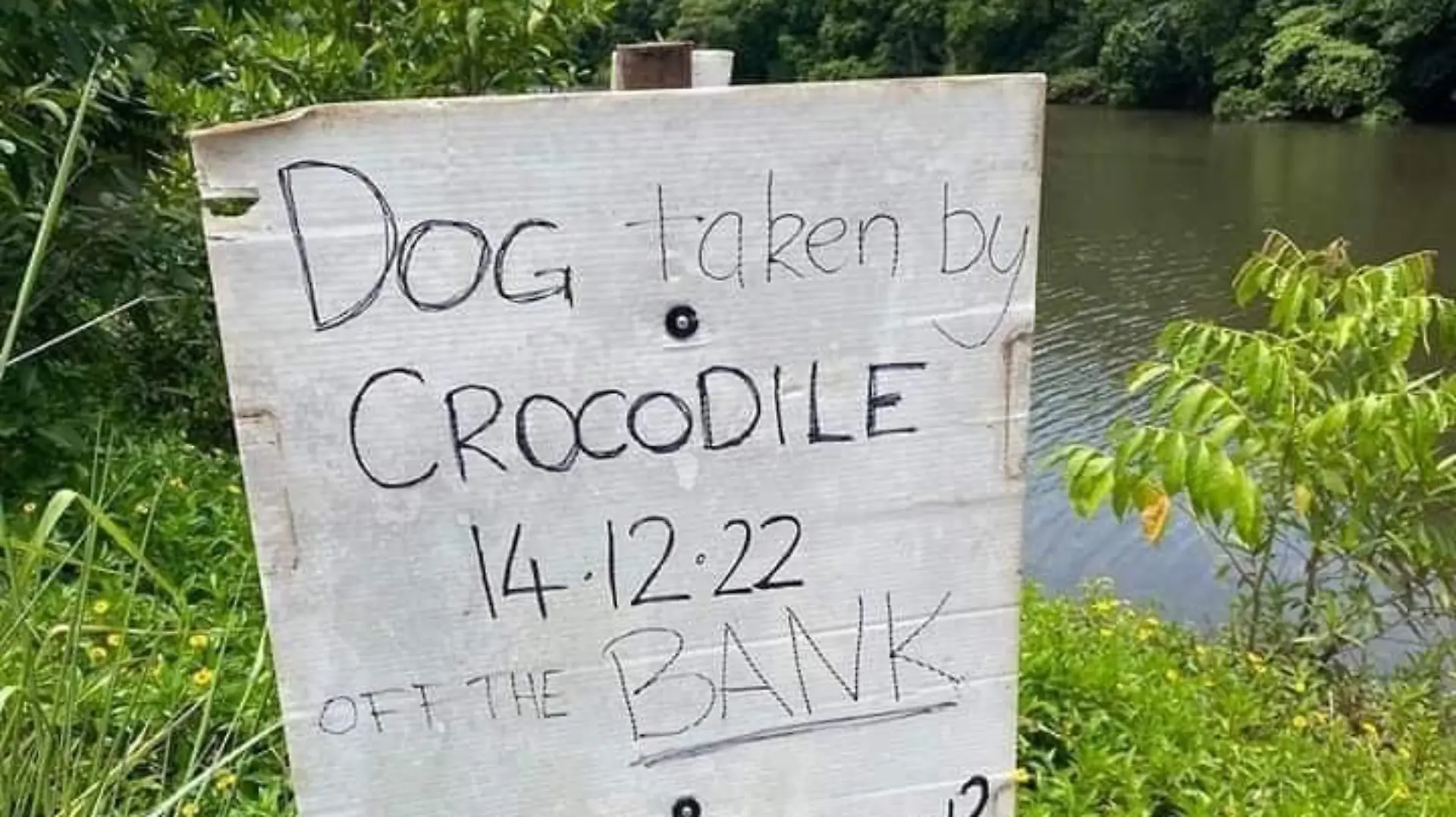 Ein Schild soll andere Spaziergänger nun am Tatort vor der Gefahr aus dem Wasser warnen.