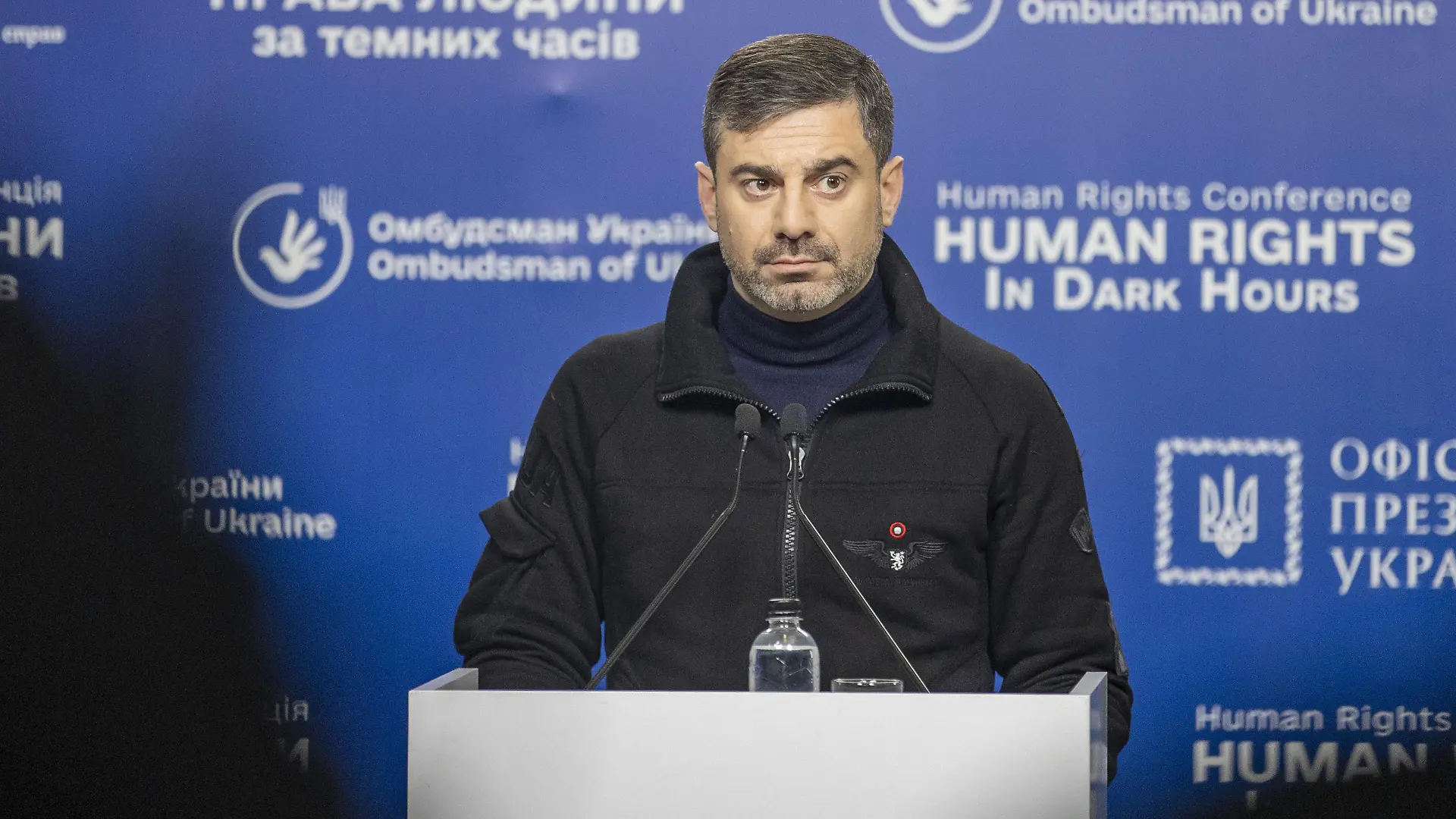 KYIV, UKRAINE - DECEMBER 9: Ukrainian Parliament Commissioner for Human Rights Dmytro Lubinets speaks at the "Human Rights in Dark Times" International Conference in Kyiv, Ukraine on December 9, 2022. Mustafa Ciftci / Anadolu Agency