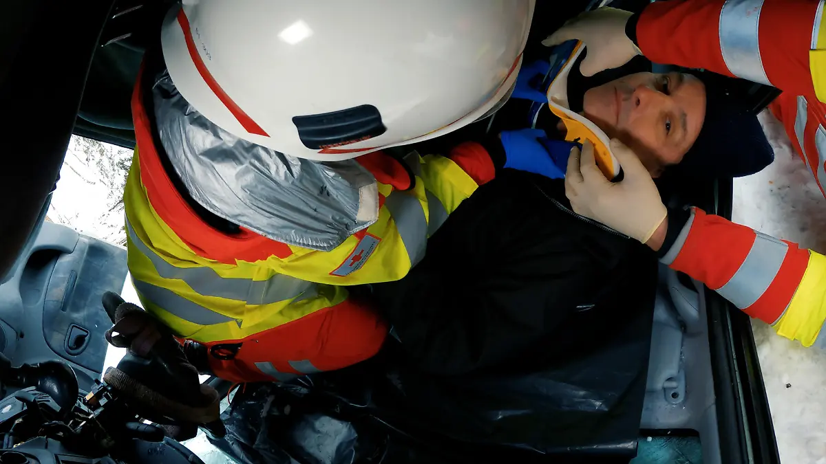 Reales Übungsszenario mit Rettungskräften