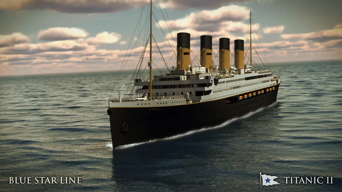 epa03601859 A handout photograph provided on 26 February 2013 by Blue Star Line shows a computer generated image of the Titanic II's exterior. The Titanic II is a proposed ocean liner which will be a replica of the original Titanic ship, which sunk in the North Atlantic in 1912 after it struck an iceberg. The Titanic II is scheduled to be ready for use in 2016. EPA/JASON SZENES HANDOUT EDITORIAL USE ONLY/NO SALES +++(c) dpa - Bildfunk+++