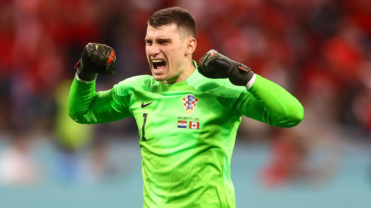 Mandatory Credit: Photo by Kieran McManus/Shutterstock 13634907dv Dominik Livakovic goalkeeper of Croatia celebrates Croatia v Canada, FIFA World Cup, WM, Weltmeisterschaft, Fussball 2022, Group F, Football, Khalifa International Stadium, Ar-Rayyan, Qatar - 27 Nov 2022 Editorial Use Only Croatia v Canada, FIFA World Cup 2022, Group F, Football, Khalifa International Stadium, Ar-Rayyan, Qatar - 27 Nov 2022 Editorial Use Only PUBLICATIONxINxGERxSUIxAUTxHUNxGRExMLTxCYPxROUxBULxUAExKSAxONLY Copyright: xKieranxMcManus/Shutterstockx 13634907dv