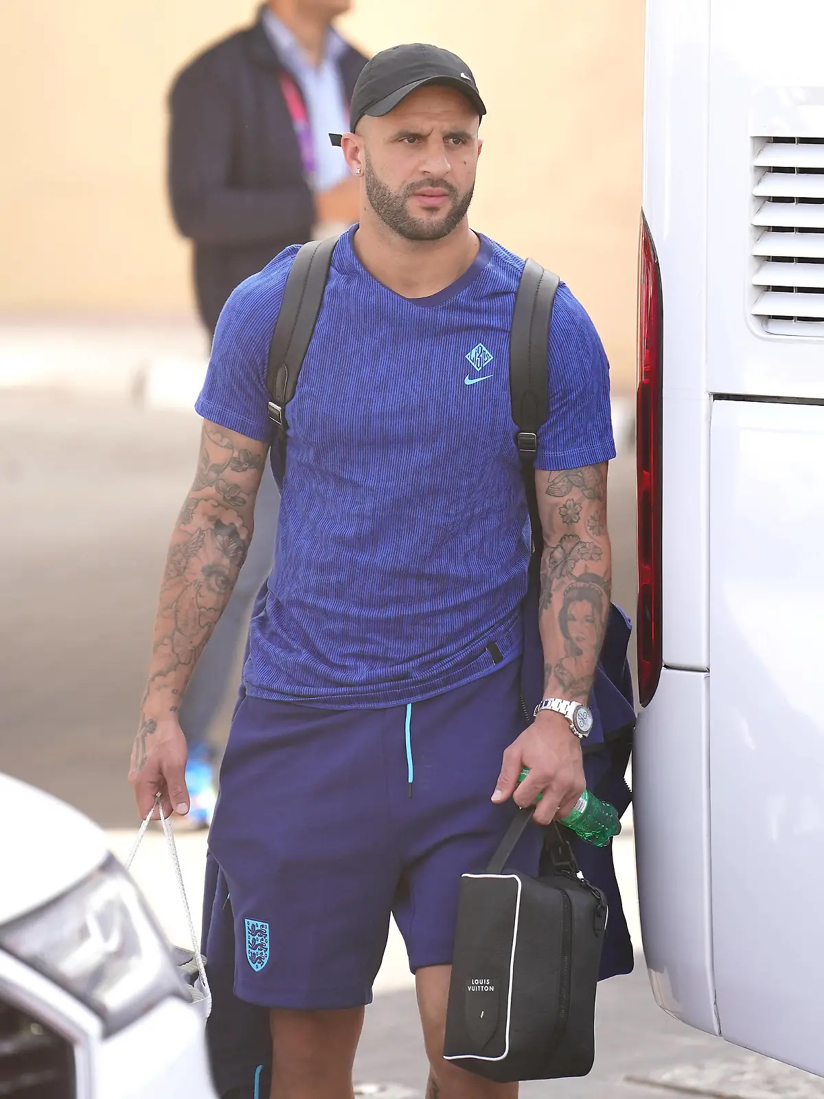  FIFA World Cup, WM, Weltmeisterschaft, Fussball 2022 - England World Cup Exit - Sunday December 11th England s Kyle Walker outside the Souq Al-Wakra hotel, Qatar, following England s loss to France in their World Cup quarter-final in Al Khor on Saturday.Picture date: Sunday December 11, 2022. Use subject to restrictions. Editorial use only, no commercial use without prior consent from rights holder. PUBLICATIONxNOTxINxUKxIRL Copyright: xMikexEgertonx 70207568 
