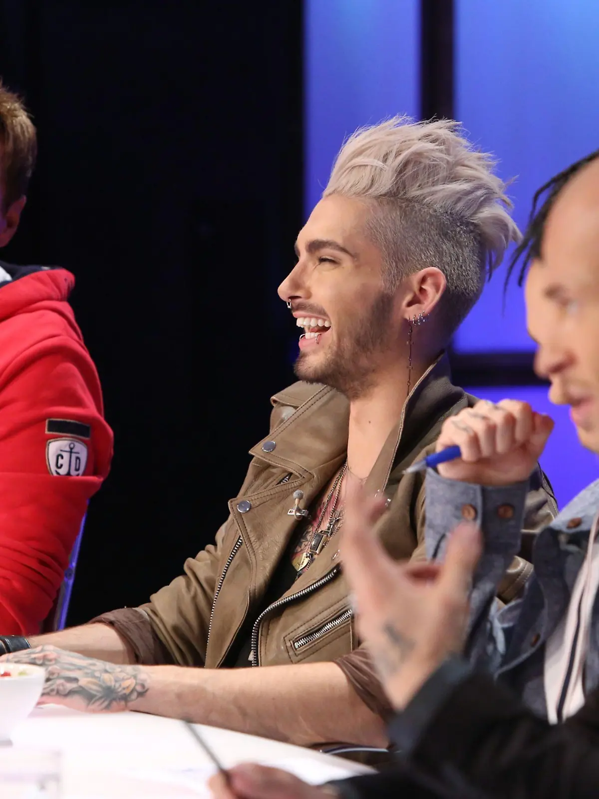 Die Jury. V.li.: Dieter Bohlen, Bill und Tom Kaulitz und Mateo.