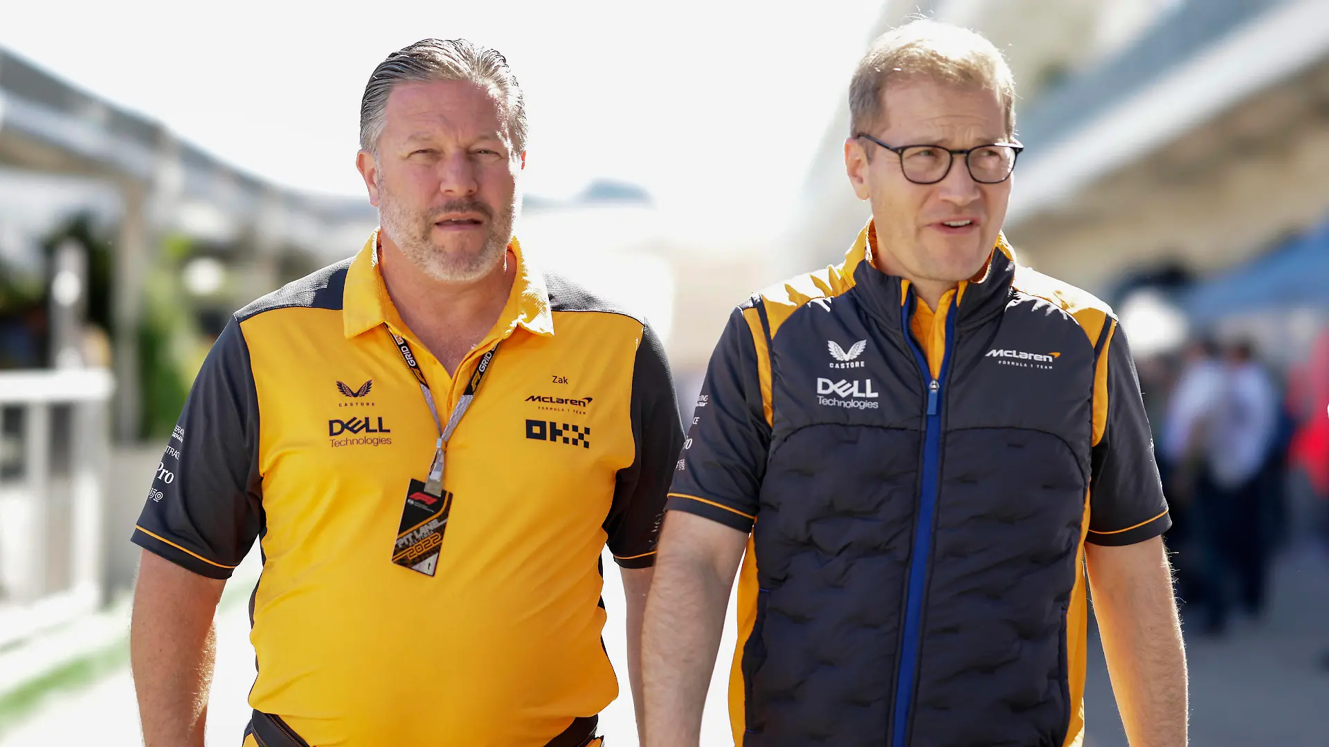 Formula 1 2022: United States GP CIRCUIT OF THE AMERICAS, UNITED STATES OF AMERICA - OCTOBER 21: Zak Brown, CEO, McLaren Racing, and Andreas Seidl, Team Principal, McLaren during the United States GP at Circuit of the Americas on Friday October 21, 2022 in Austin, United States of America. Photo by Glenn Dunbar / LAT Images Images PUBLICATIONxINxGERxSUIxAUTxHUNxONLY GP2219_102702_J5A5145