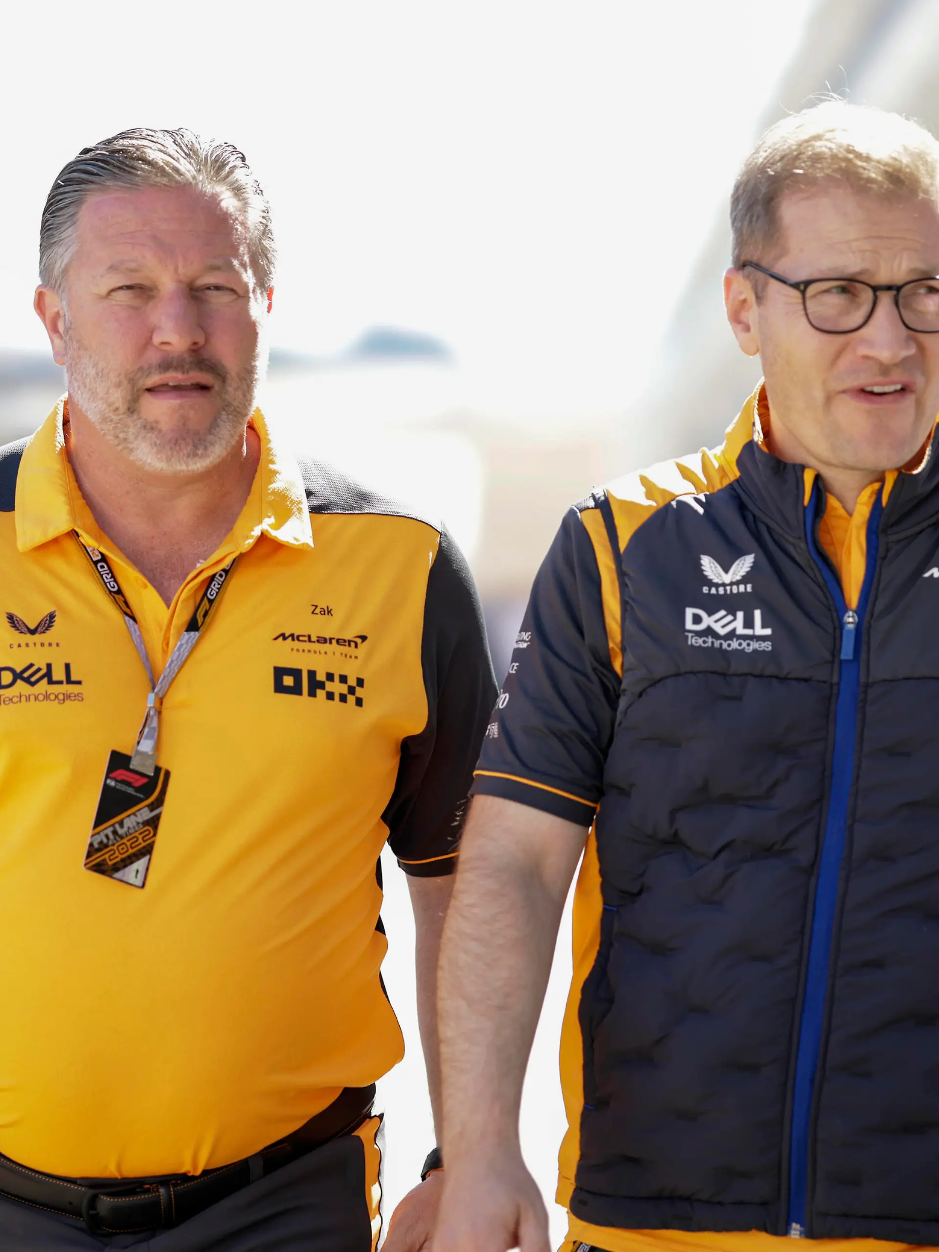  Formula 1 2022: United States GP CIRCUIT OF THE AMERICAS, UNITED STATES OF AMERICA - OCTOBER 21: Zak Brown, CEO, McLaren Racing, and Andreas Seidl, Team Principal, McLaren during the United States GP at Circuit of the Americas on Friday October 21, 2022 in Austin, United States of America. Photo by Glenn Dunbar / LAT Images Images PUBLICATIONxINxGERxSUIxAUTxHUNxONLY GP2219_102702_J5A5145