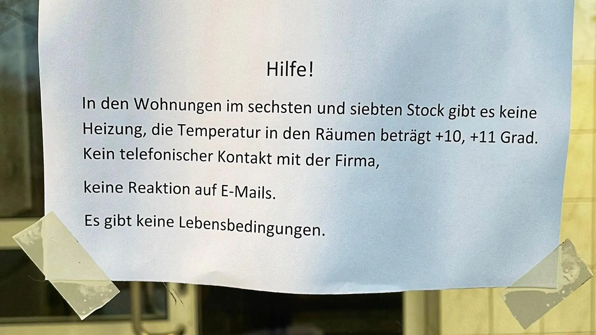 Mieter mit Hilferuf
