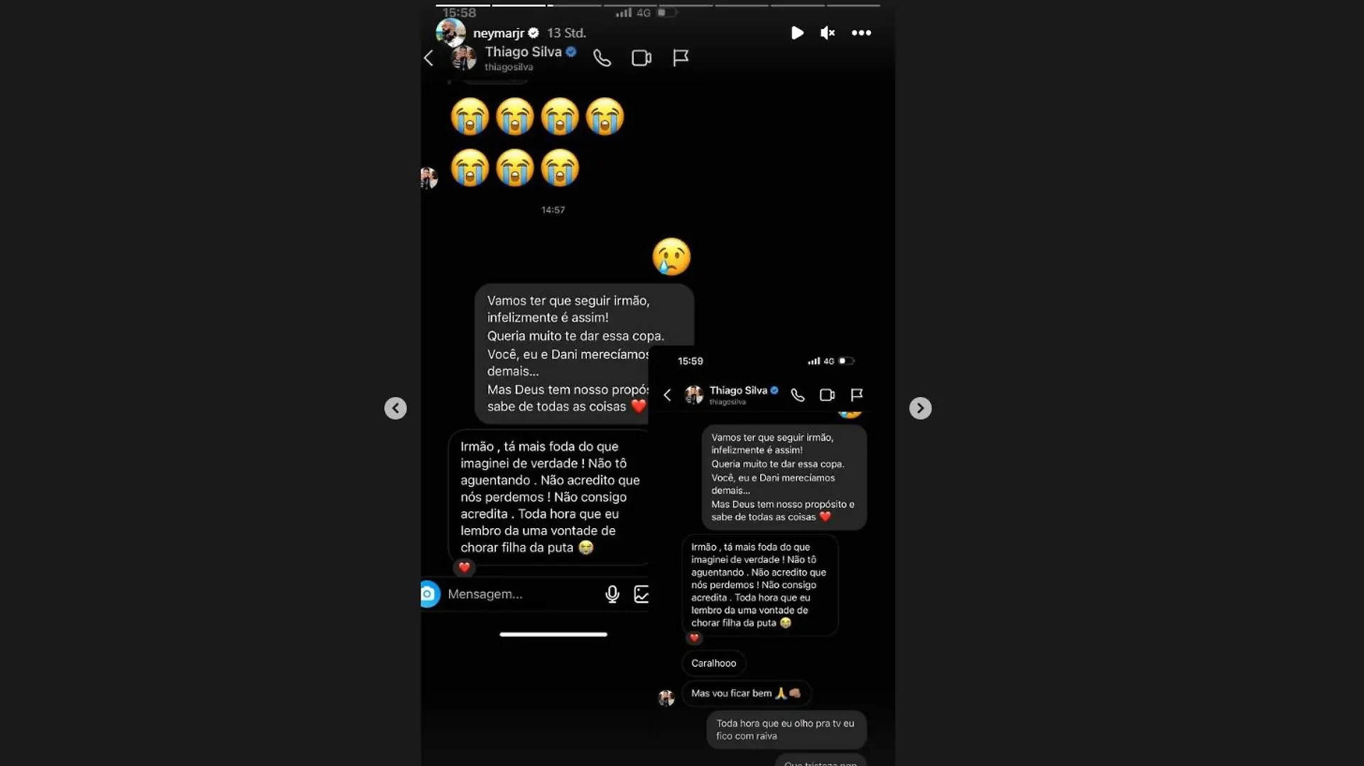 Neymar teilte prviate Chats mit seinen Teamkollegen in seiner Insta-Story