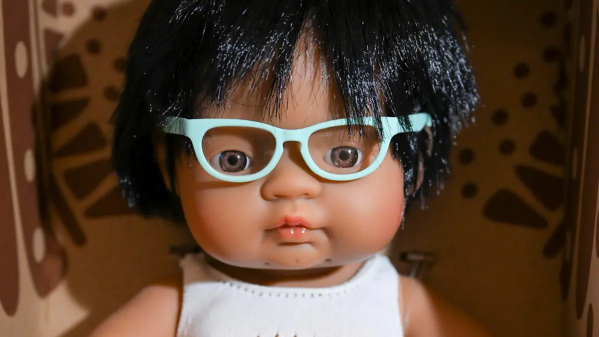 01.12.2022, Berlin: Vielfältige Puppen, darunter auch ein Kind mit Brille, gehören zum Sortiment im Shop Diversity Spielzeug in der Emser Strasse in Neukölln. Hier wird auch Spielzeug verkauft, das andere Realitäten von Familien zeigt. Puppen haben beispielsweise Behinderungen, unterschiedliche Hautfarben oder es handelt sich um Regenbogen-Familien. (zu dpa «Mehr Vielfalt im Spielzeugregal - noch nicht überall») Foto: Jens Kalaene/dpa +++ dpa-Bildfunk +++