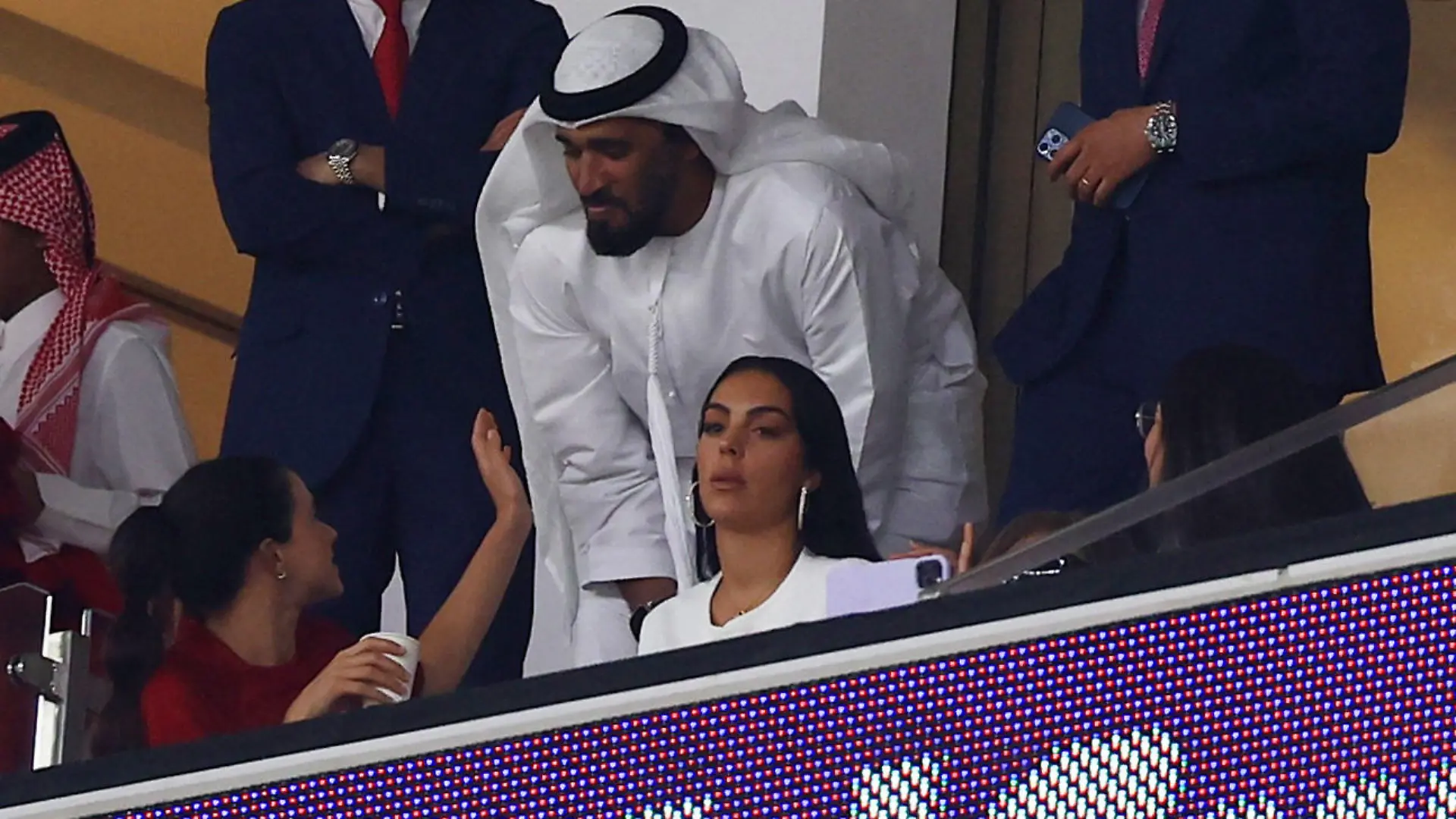 Soccer Football - FIFA World Cup Qatar 2022 - Quarter Final - Morocco v Portugal - Al Thumama Stadium, Doha, Qatar - December 10, 2022 Georgina Rodriguez the partner of Portugal's Cristiano Ronaldo is pictured in the stands before the match REUTERS/Kai Pfaffenbach