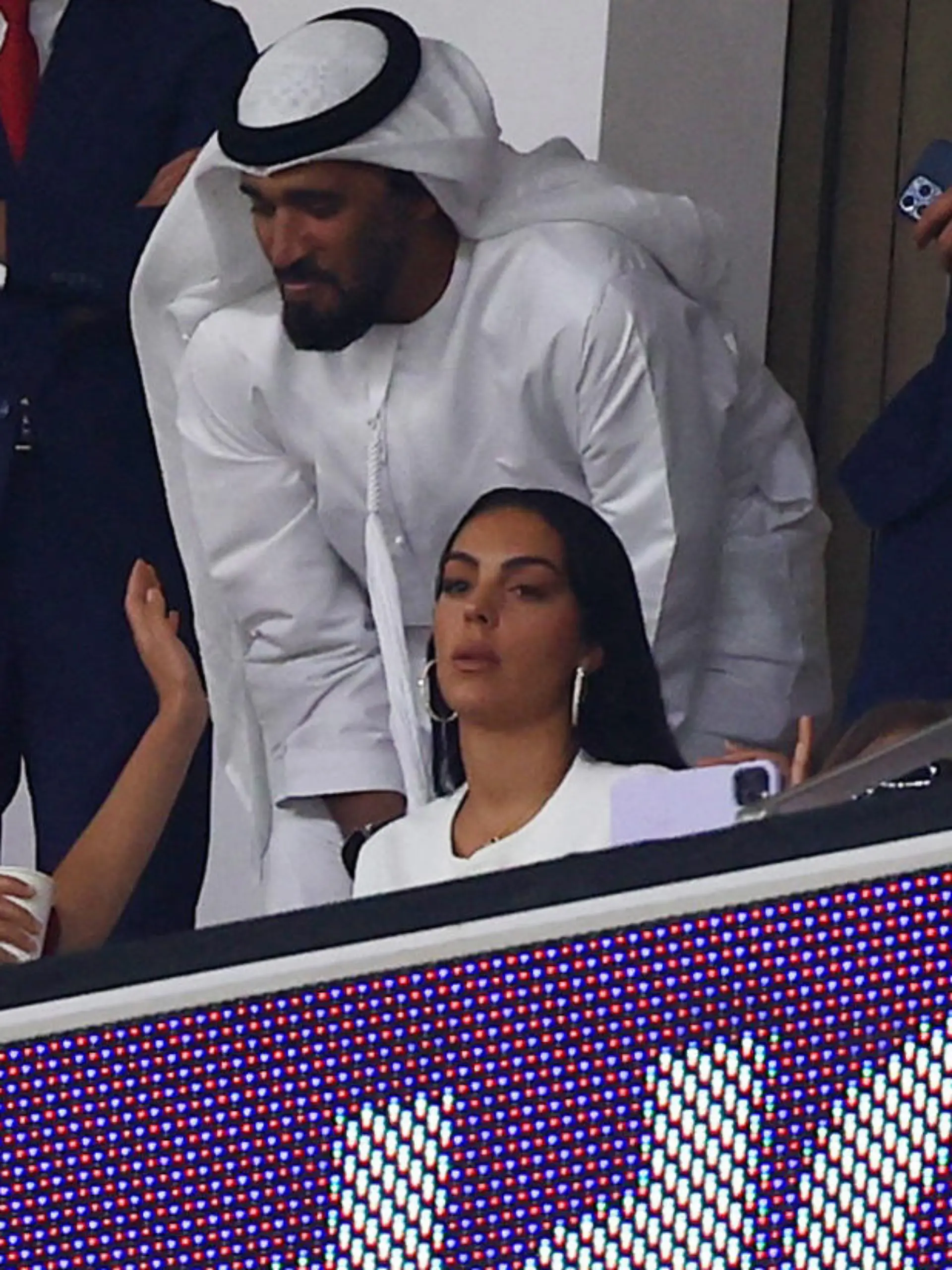 Soccer Football - FIFA World Cup Qatar 2022 - Quarter Final - Morocco v Portugal - Al Thumama Stadium, Doha, Qatar - December 10, 2022 Georgina Rodriguez the partner of Portugal's Cristiano Ronaldo is pictured in the stands before the match REUTERS/Kai Pfaffenbach