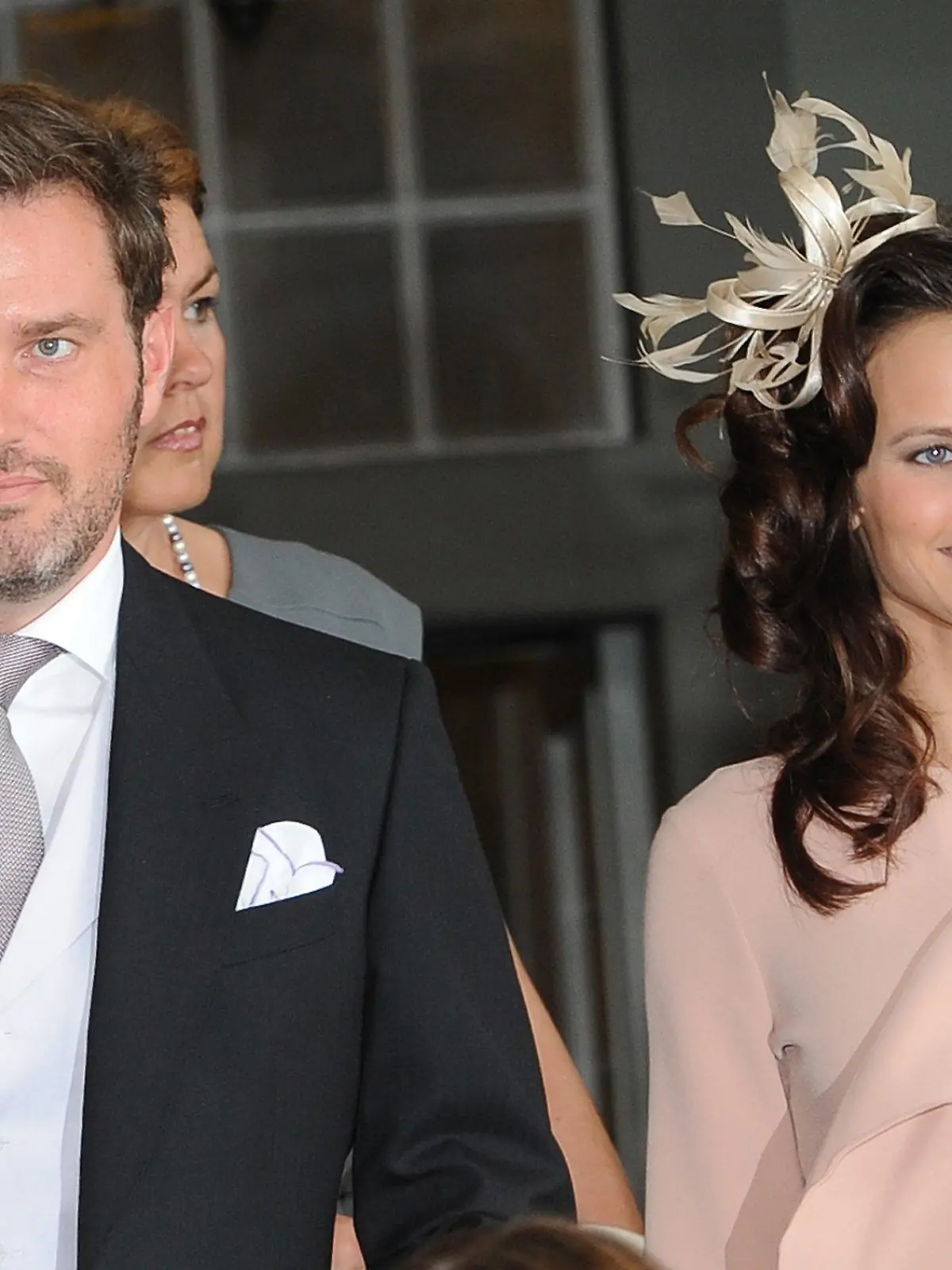Chris O'Neill (L), the boyfriend of Swedish Princess Madeleine, and Sofia Helqvist, the girlfriend of Prince Carl Philip, arrive for the christening of the Swedish Princess Estelle at the Royal Chapel (Slottskyrkan) in Stockholm, Sweden, 22 May 2012. The daughter of Crown Princess Victoria and Prince Daniel of Sweden was born on 23 February 2012. Photo: Britta Pedersen dpa  +++(c) dpa - Bildfunk+++