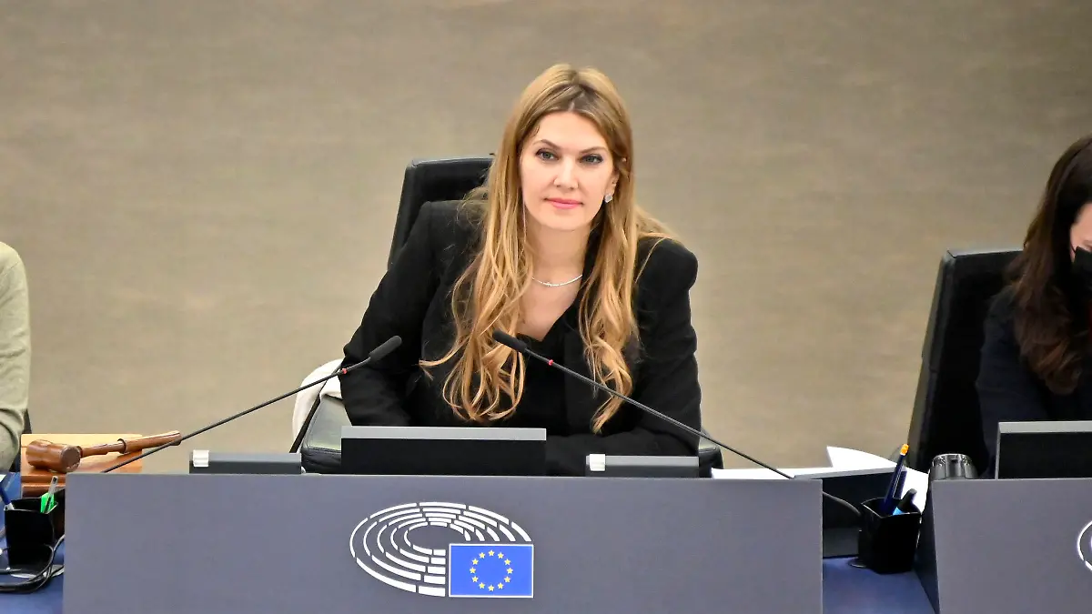 Eva Kaili bei einer Plenartagung über die Lage in Afghanistan, insbesondere die Lage der Frauenrechte im Plenarsaal des Europäischen Parlaments. Straßburg, 05.04.2022