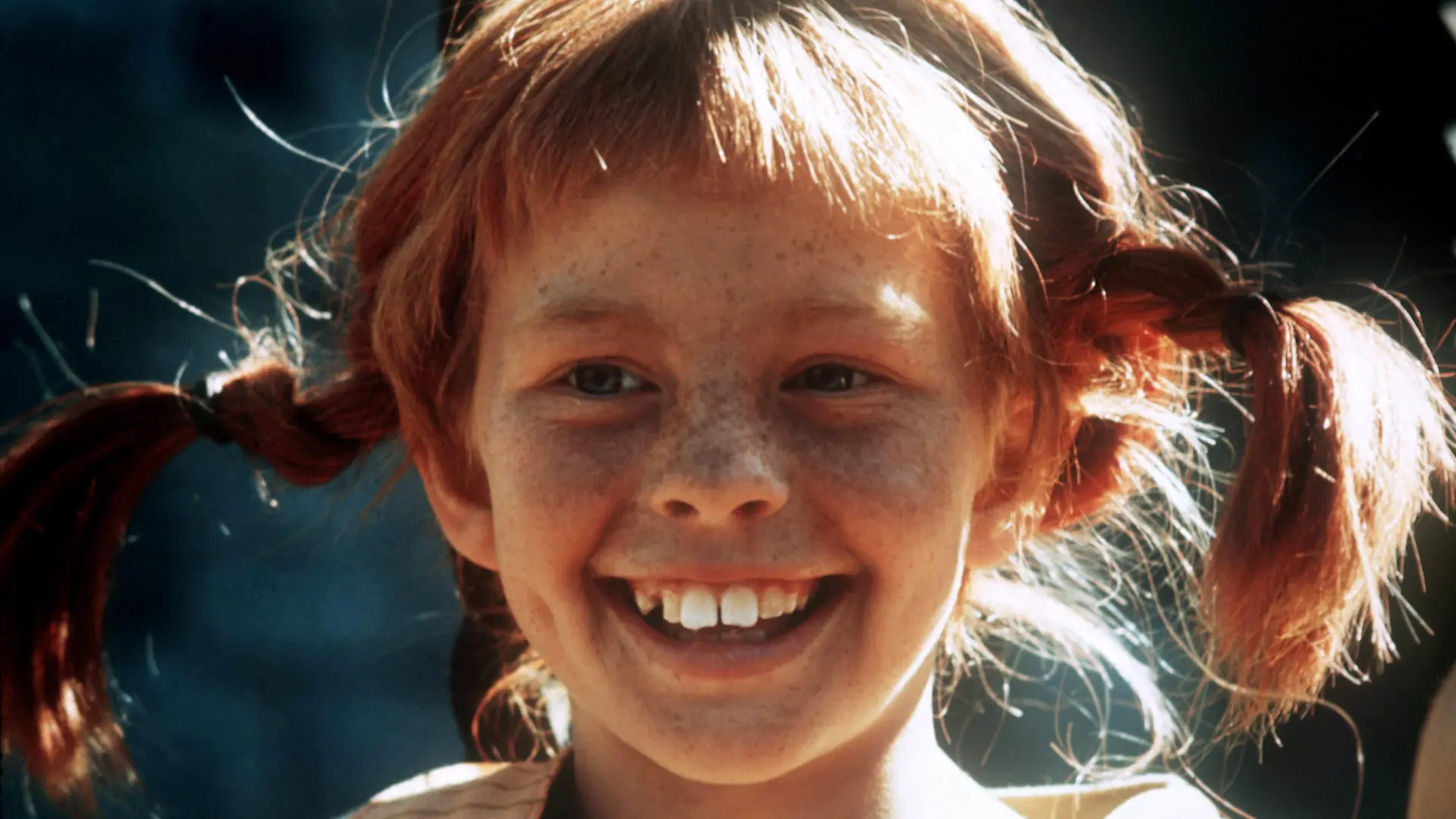 Die schwedische Jungschauspielerin Inger Nilssosn als Pippi Langstrumpf in dem gleichnamigen Kinderfilm nach einem Buch der schwedischen Schriftstellerin Astrid Lindgren. (Aufnahme vom März 1969).