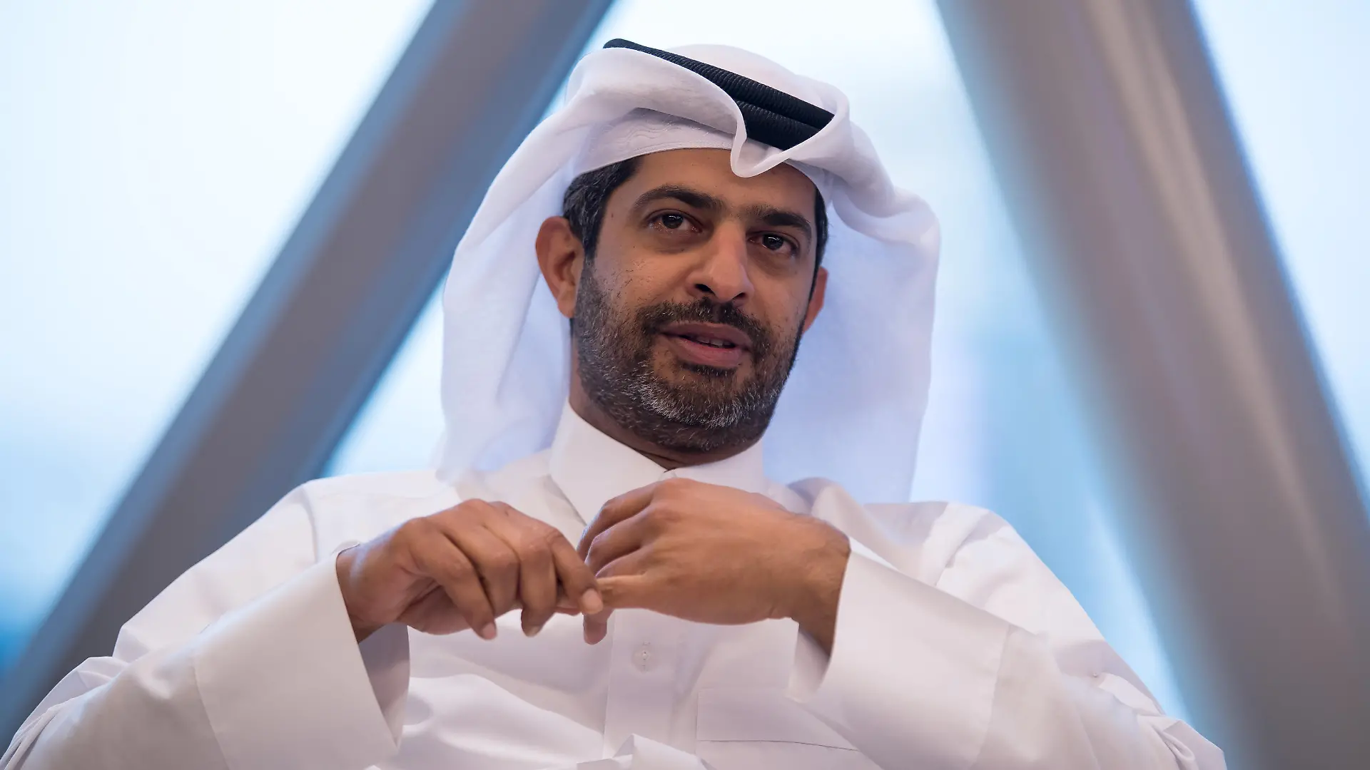 09.01.2019, Katar, Doha: Nasser Al Khater, Vize-Organisationschef der Fußball WM 2022, während einer Gesprächsrunde mit Journalisten aus Deutschland. Foto: Peter Kneffel/dpa