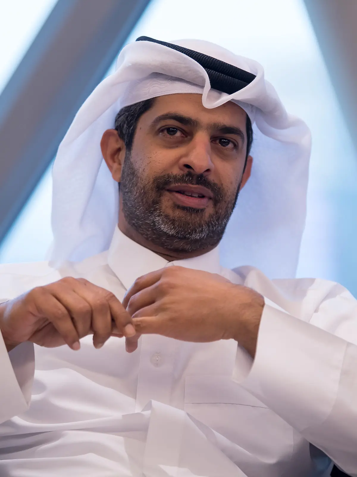 09.01.2019, Katar, Doha: Nasser Al Khater, Vize-Organisationschef der Fußball WM 2022, während einer Gesprächsrunde mit Journalisten aus Deutschland. Foto: Peter Kneffel/dpa