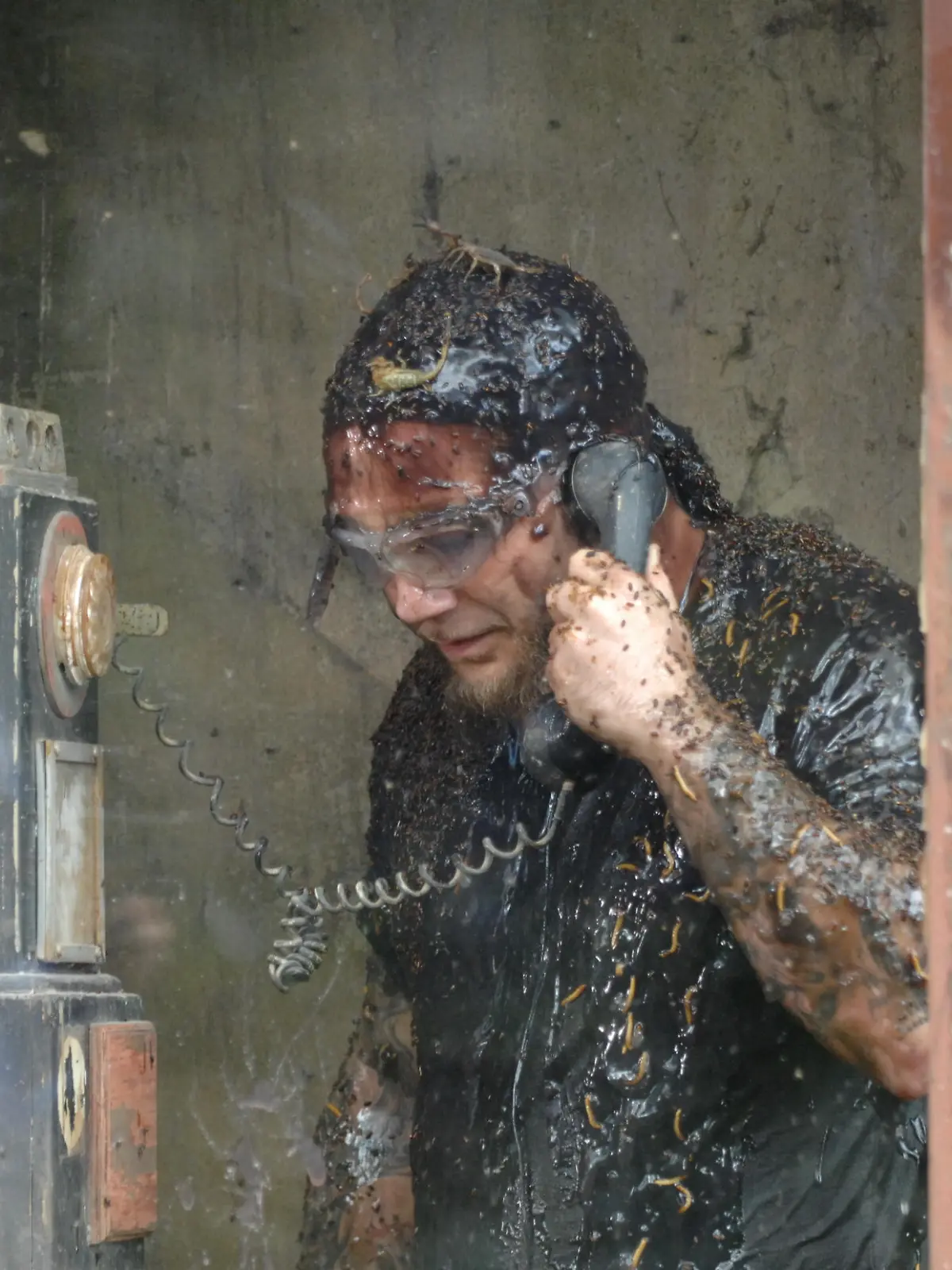 Tag 7 - Dschungelprüfung 07 "Telefon des Grauens": Martin Kesici muss am Telefon fragen beantworten, während ihn div. 'Überraschungen' ablenken. Frage 10: "In welcher Stadt befindet sich das höchste Gebäude der Welt? Dubai, Shanghai oder New York" - Antwort: "Dubai" - richtig! Mittlerweile sitzen fünf Skorpione auf Martins Kopf. # Foto: RTL / Stefan Menne

Verwendung der Bilder für Online-Medien ausschließlich mit folgender Verlinkung: 'Alle Infos zu 'Ich bin ein Star - Holt mich hier raus!' im Special bei RTL.de: http://www.rtl.de/cms/sendungen/ich-bin-ein-star.html'

NUR ZUR EINMALIGEN VERÖFFENTLICHUNG ! KEINE WEITERGABE AN DRITTE ! 
KEINE VERWENDUNG NACH DEM 05.03.2012 !! KEINE ARCHIVIERUNG !

Suchbegriff: Dschungelcamp *** Local Caption *** Die Verwendung des RTL-Bildmaterials ist nur zur redaktionellen Berichterstattung im Zusammenhang mit der jeweiligen Sendung unter Angabe der Credits/Quellenangaben [Foto: RTL / Stefan Menne] und Beachtung der unter http://kommunikation.RTL.de genannten Nutzungsbeschränkung erlaubt.

Verwendung der Bilder für Online-Medien ausschließlich mit folgender Verlinkung: 'Alle Infos zu 'Ich bin ein Star - Holt mich hier raus!' im Special bei RTL.de: http://www.rtl.de/cms/sendungen/ich-bin-ein-star.html'

NUR ZUR EINMALIGEN VERÖFFENTLICHUNG ! KEINE WEITERGABE AN DRITTE ! 
KEINE VERWENDUNG NACH DEM 05.03.2012 !! KEINE ARCHIVIERUNG !