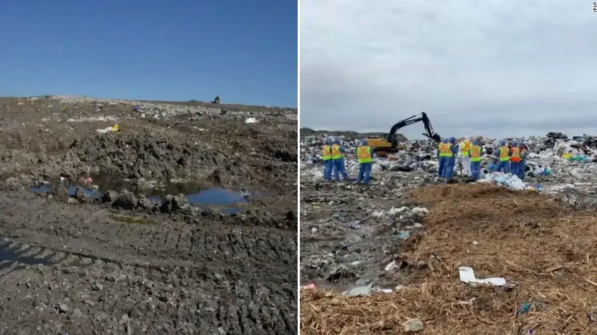 Die Polizei veröffentlichte Fotos der unzugänglichen Prairie Green Deponie (l.) und der Brady Deponie. Dort wurden die Überreste des dritten Opfers gefunden.