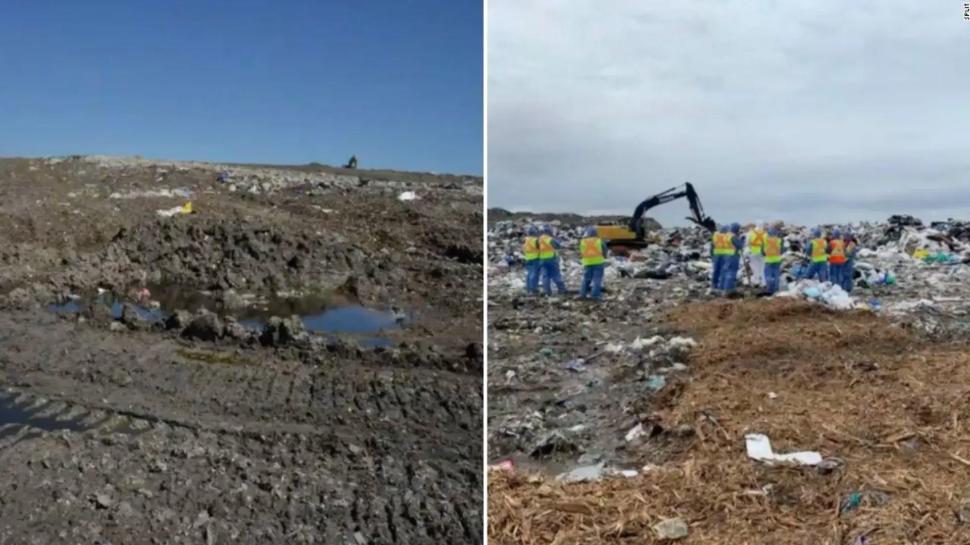Die Polizei veröffentlichte Fotos der unzugänglichen Prairie Green Deponie (l.) und der Brady Deponie. Dort wurden die Überreste des dritten Opfers gefunden.
