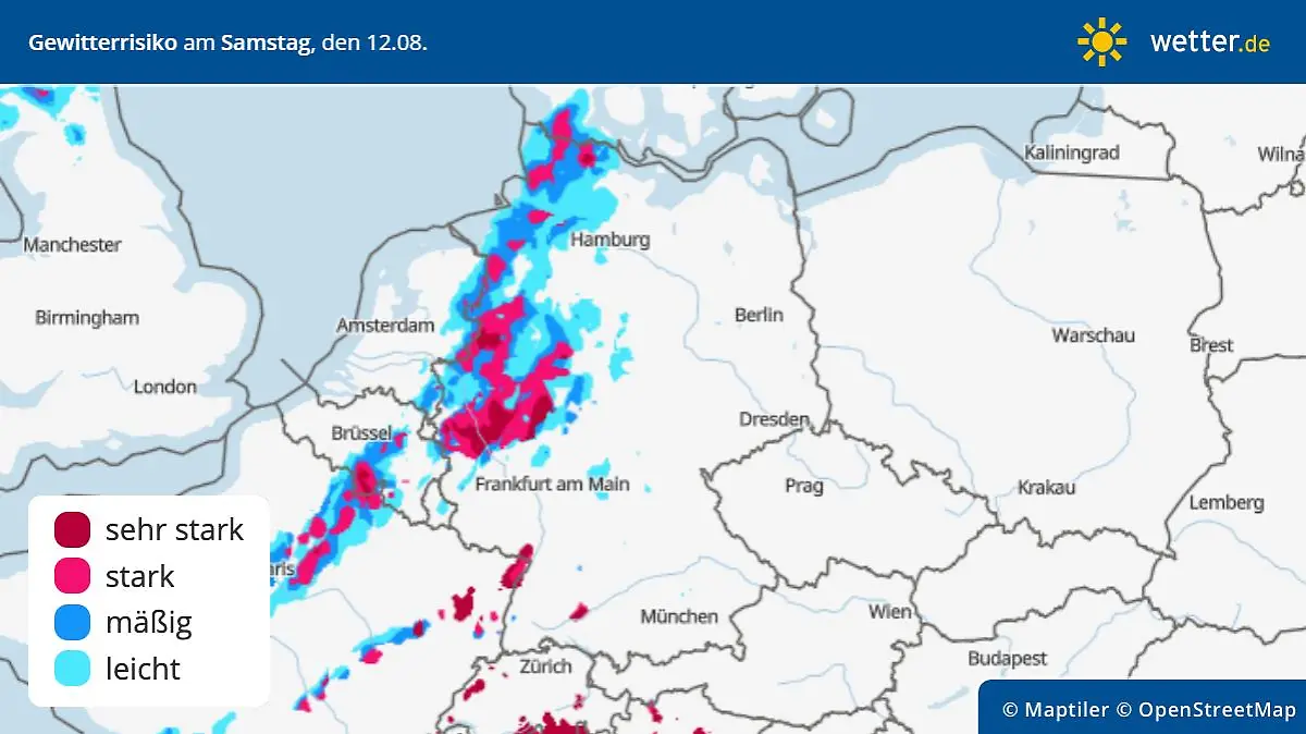 Gewitterrisiko am Sonntag in Deutschland