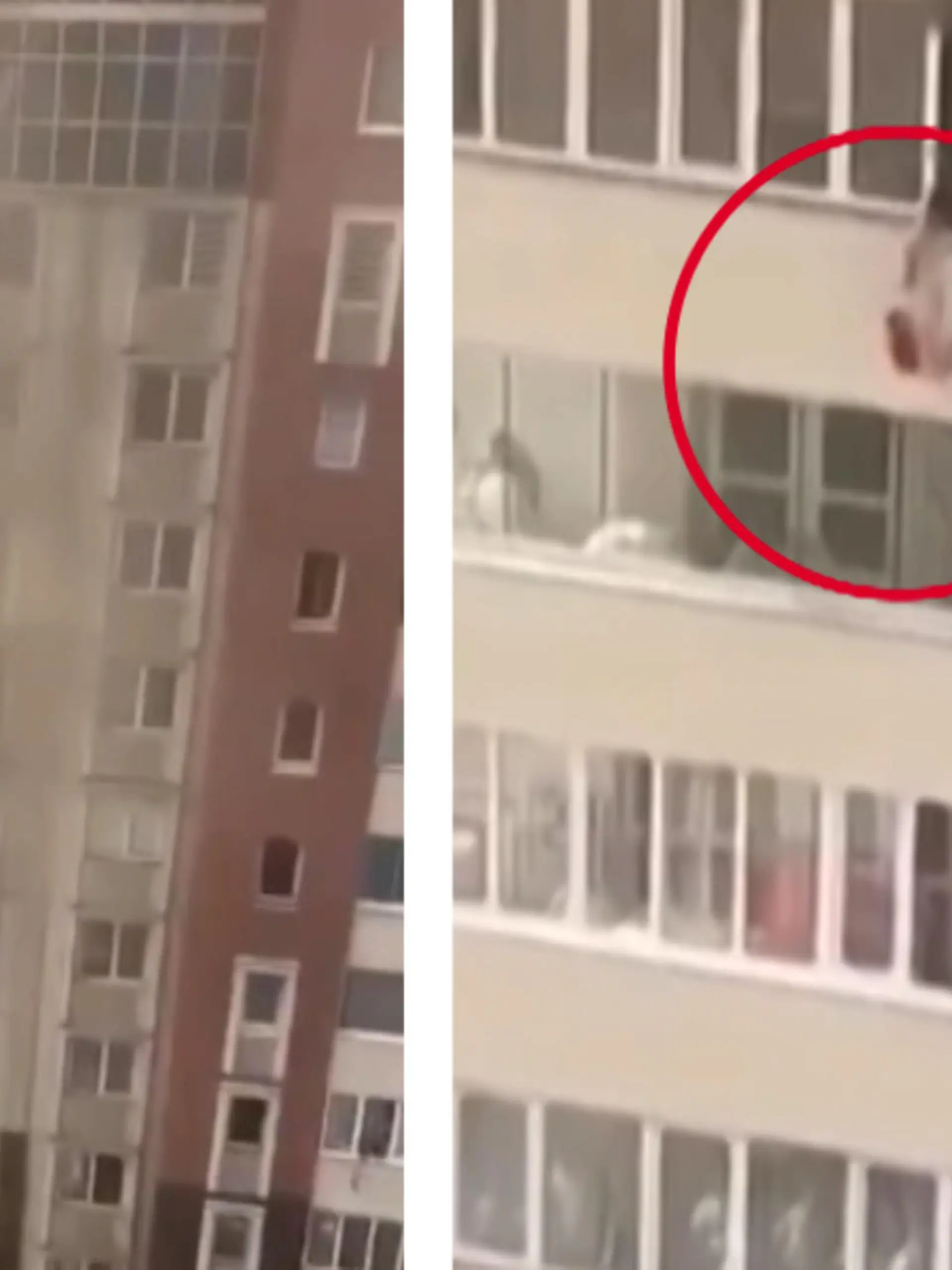 Bei einem Feuer in einer kasachischen Großstadt werfen verzweifelte Eltern ihre Kinder aus dem Fenster, um sie vor dem Flammen zu retten. Den dramatischen Moment sehen Sie im Video.