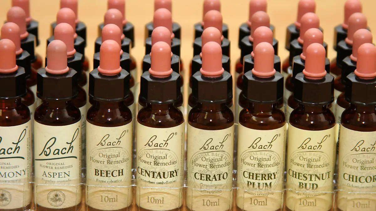 Blütenauszüge zur Behandlung nach der Bach-Blütentherapie Methode, benannt nach dem britischen Arzt Edward Bach (1886-1936). Aufbereitete Auszüge aus 38 Blüten werden zur Behandlung individuell zusammen gestellt. Foto: Heiko Wolfraum +++(c) dpa - Report+++