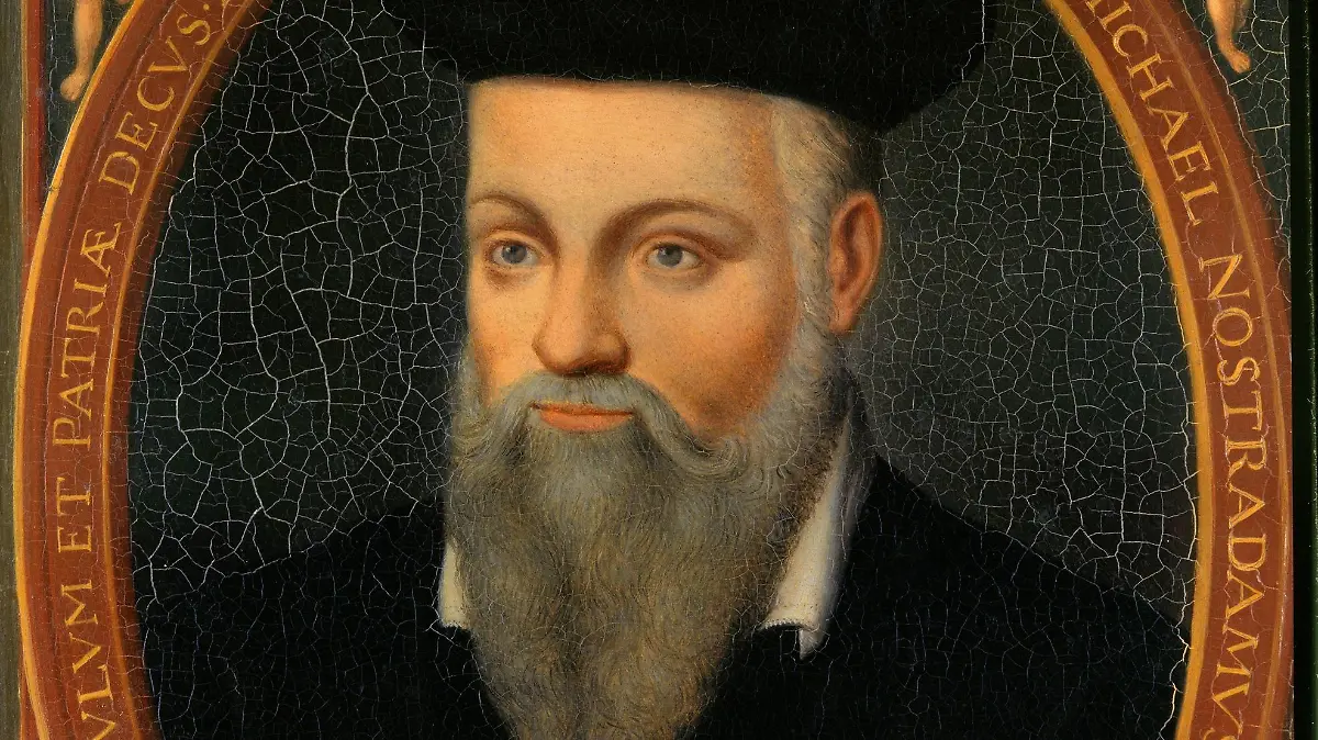 C1346 , After Cesar Nostradamus (1555-1629), French School. Portrait of Michel de Nostre-Dame, called Nostradamus (1503-1566), Astrologist. Oil on canvas, 0.18 x 0.13 m. Versailles, Chateaux de Versailles et de Trianon. Nostradamus Cesar ( 1555 - 1629 ) Ec. Fr. ( d apres ) , Portrait de Nostradamus ; Michel de Nostredame , astrologue ( 1503 - 1566 ) ( huile sur toile 0,18 x 0,13 m ) , Versailles . Musee Du Chateau PUBLICATIONxINxGERxSUIxAUTxHUNxONLY PhotoxJossexChristophel 1018_05_c1346