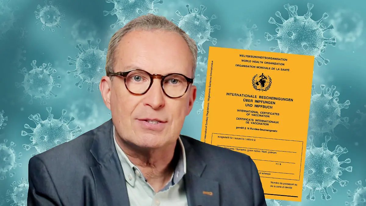 Dr. Christoph Specht mit Impfpass Grafik