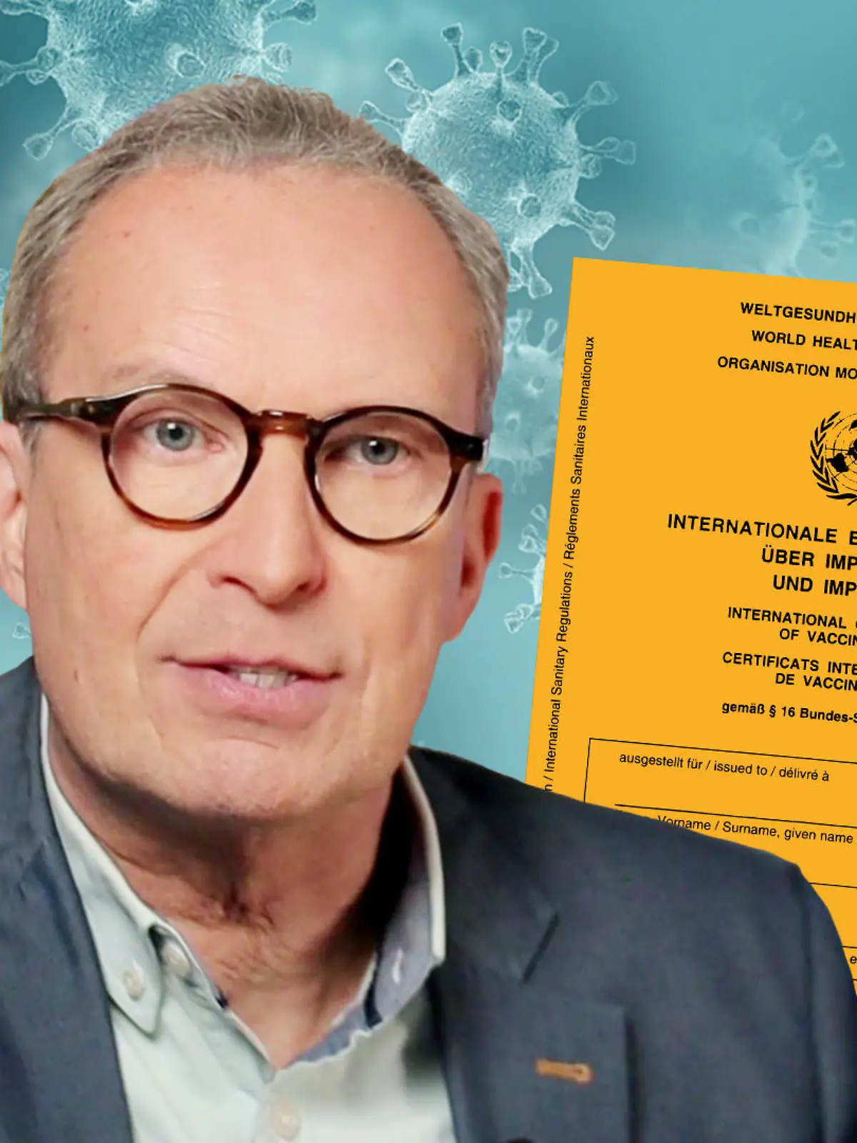 Dr. Christoph Specht mit Impfpass Grafik