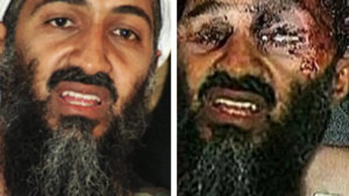 Der Fotobeweis: Das Todesbild von Osama bin Laden ist nicht echt, jemand hat ein altes Bild (links) des Terrorführers bearbeitet.