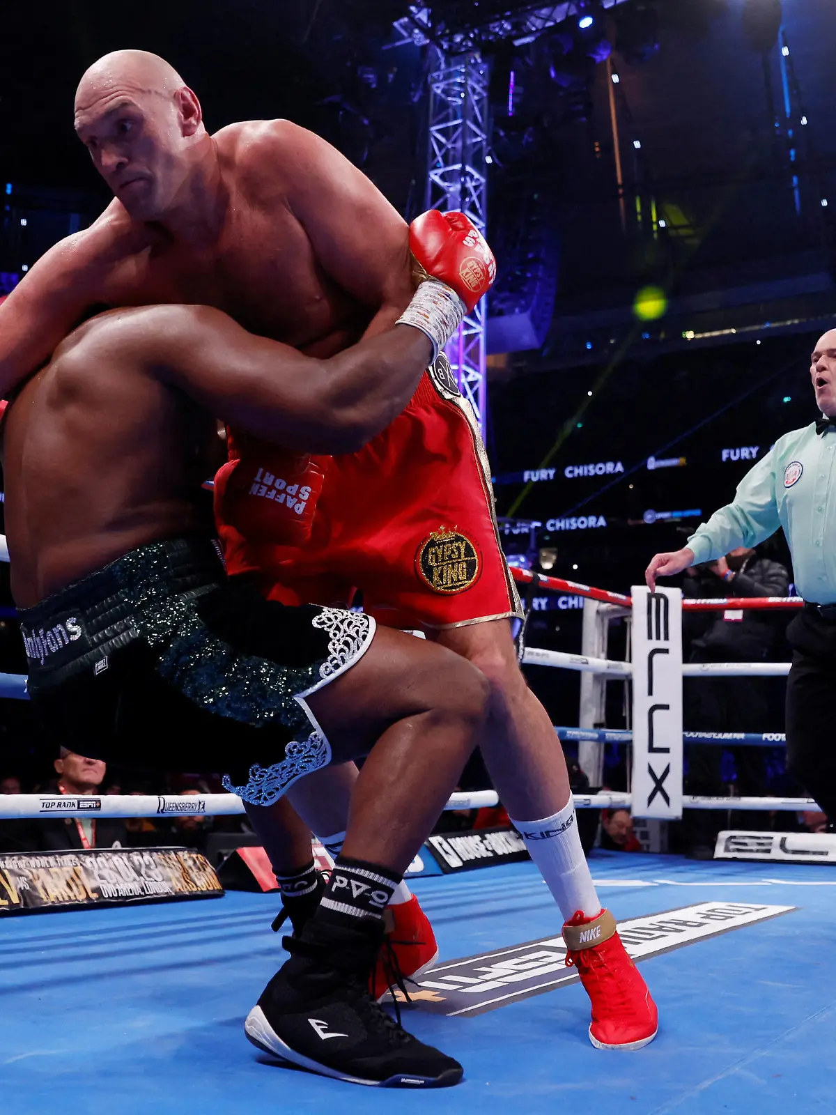 Boxing - WBC World Heavyweight Title - Tyson Fury v Derek Chisora - Tottenham Hotspur Stadium, London, Britain - December 3, 2022  Tyson Fury in action against Derek Chisora Action Images via Reuters/Andrew Couldridge     TPX IMAGES OF THE DAY