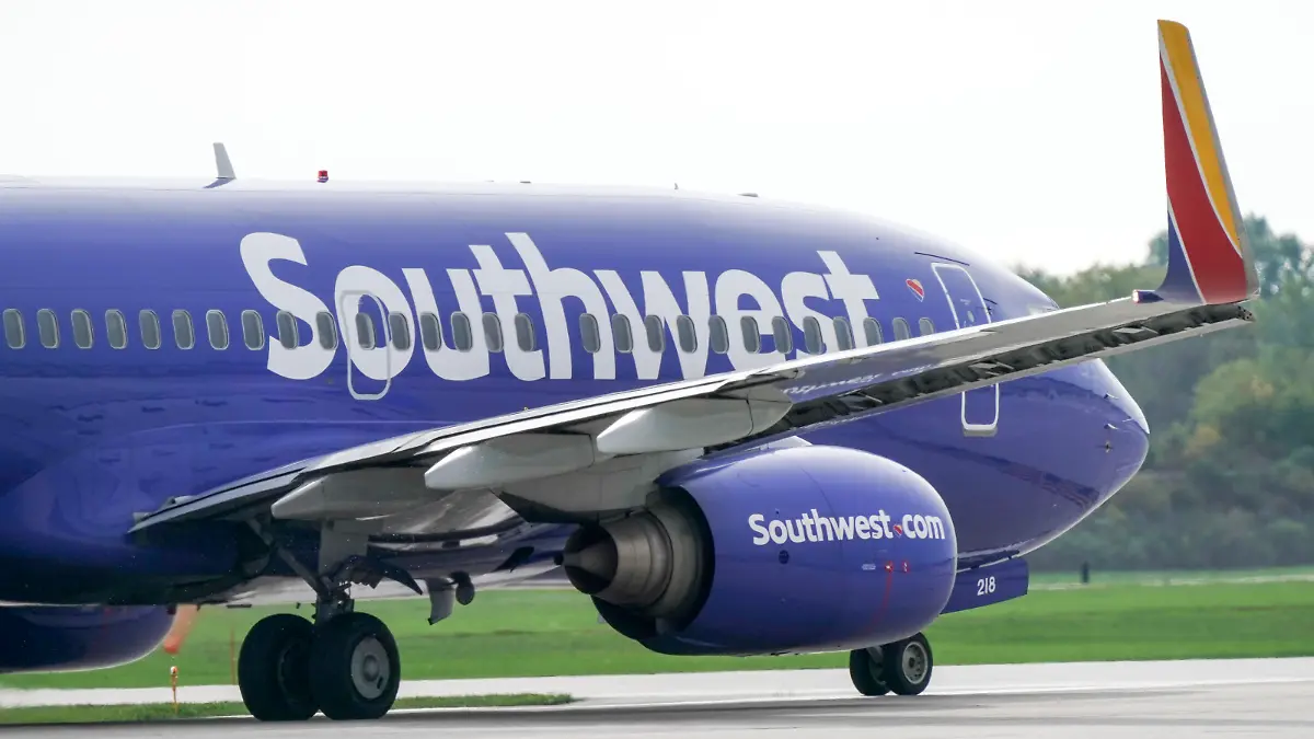 A Southwest Airlines flight takes off from General Mitchell International Airport Wednesday, Oct. 13, 2021, in Milwaukee. (AP Photo/Morry Gash)